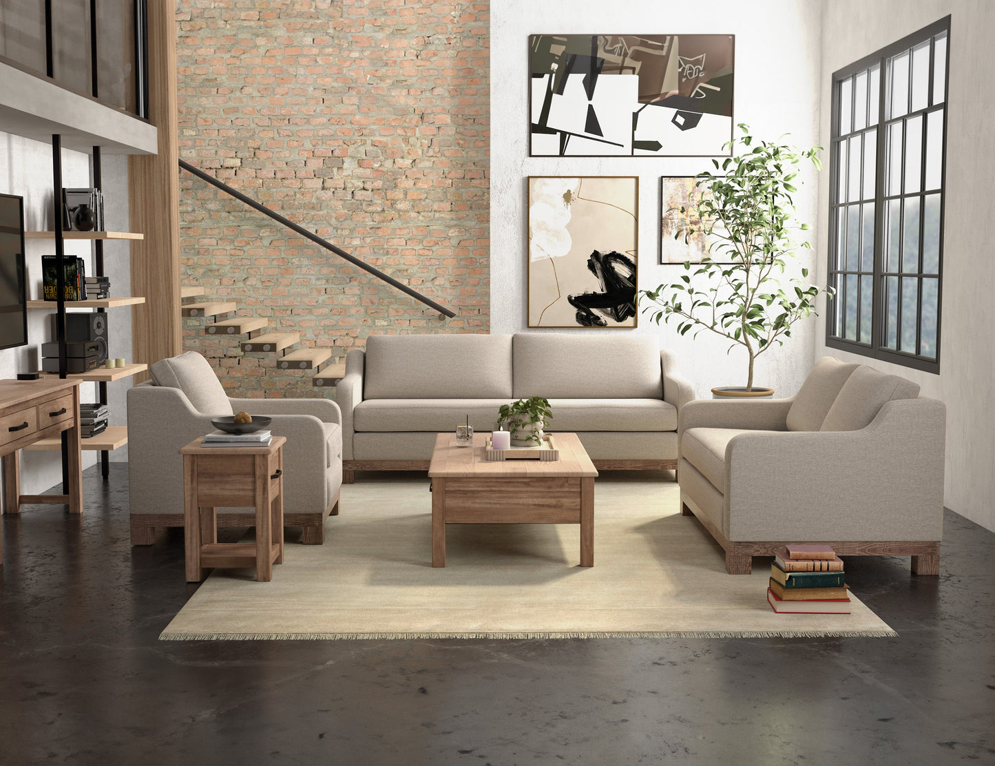 Wooden Frame & Base, Loveseat - Agreeable Gray