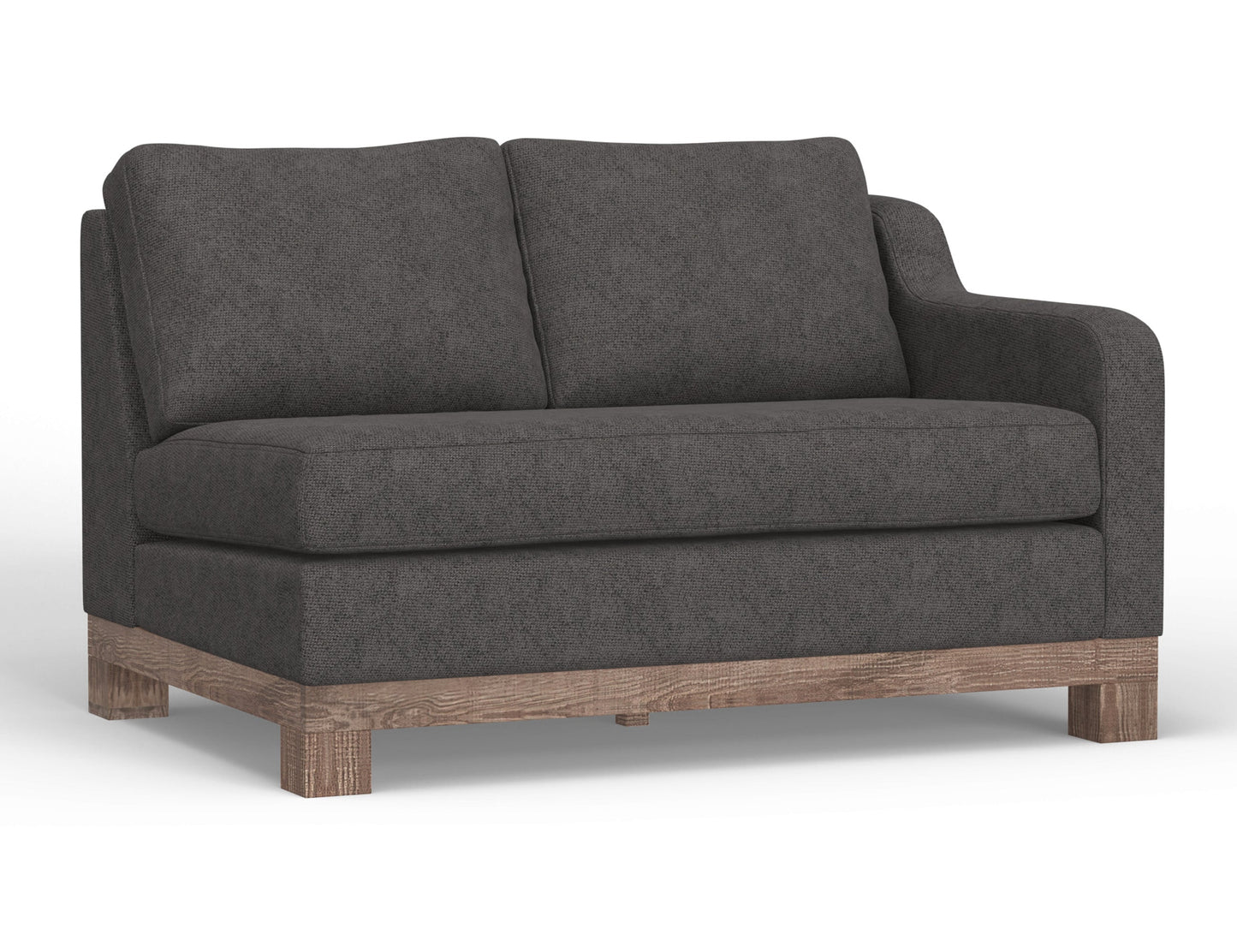 Wooden Frame & Base, Sectional Right-Arm Loveseat - Iron Gray