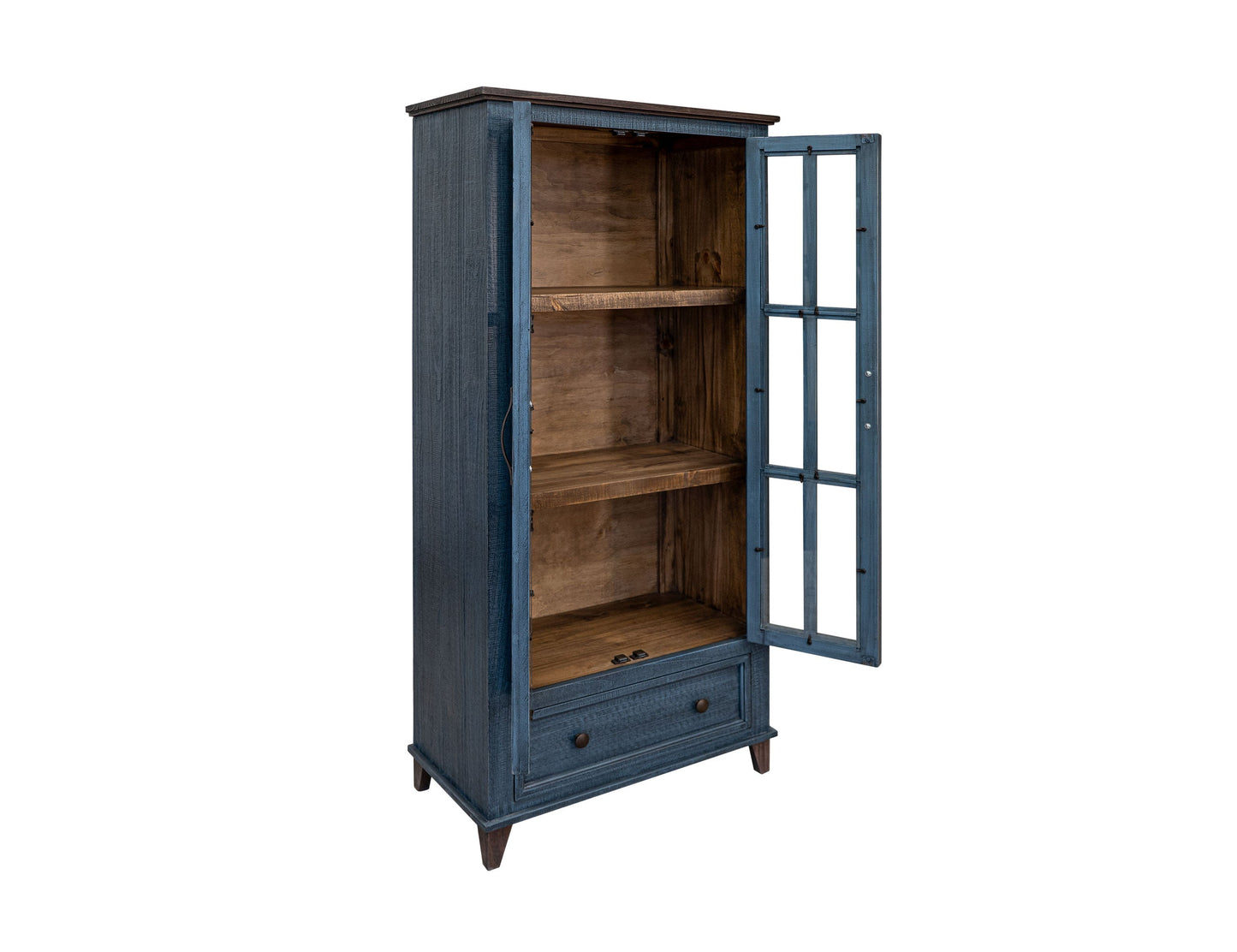 1 Drawer, 2 Glass Doors Cabinet - Deep Blue