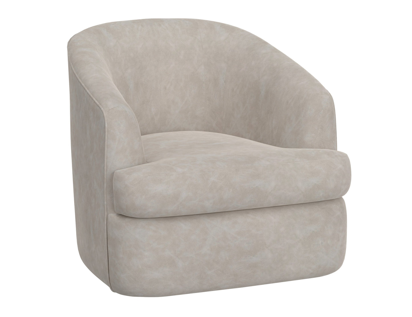 Wooden Frame & Metal Base, 360 Degree Swivel Accent Chair - Ivory