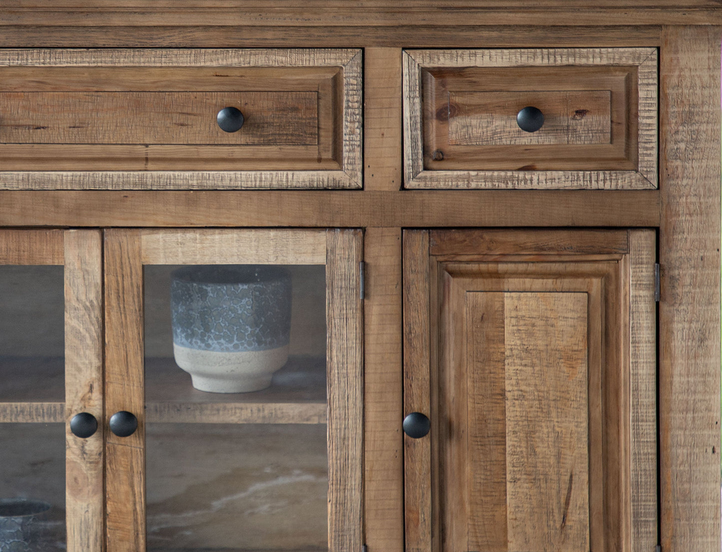 3 Drawer 4 Door Console - Two Tone Light Brown