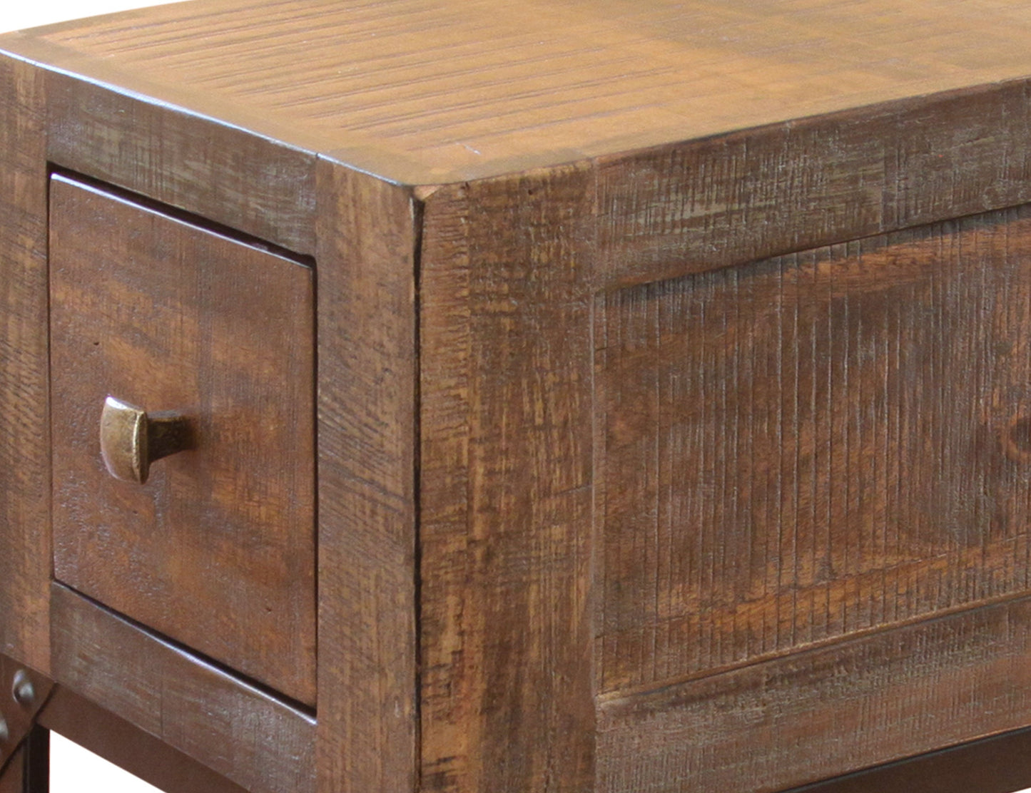 1 Drawer End Table - Brown & Golden Undertones