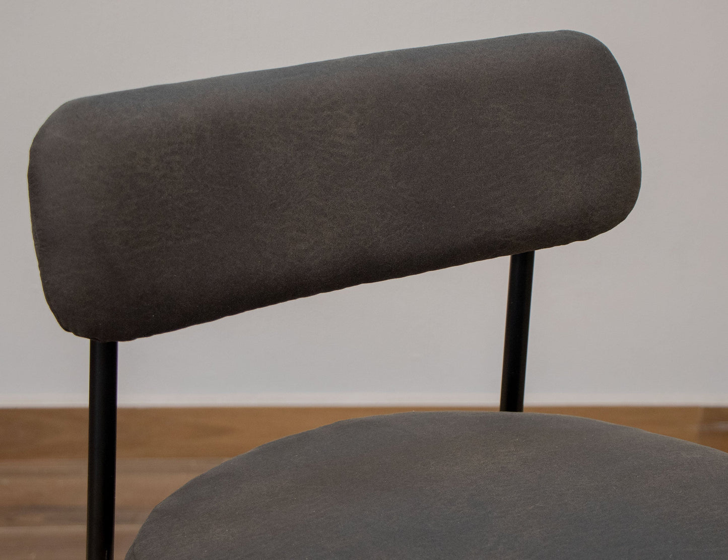 Wooden Frame & Metal Base, 30" Upholstered Barstool - Carbon Black