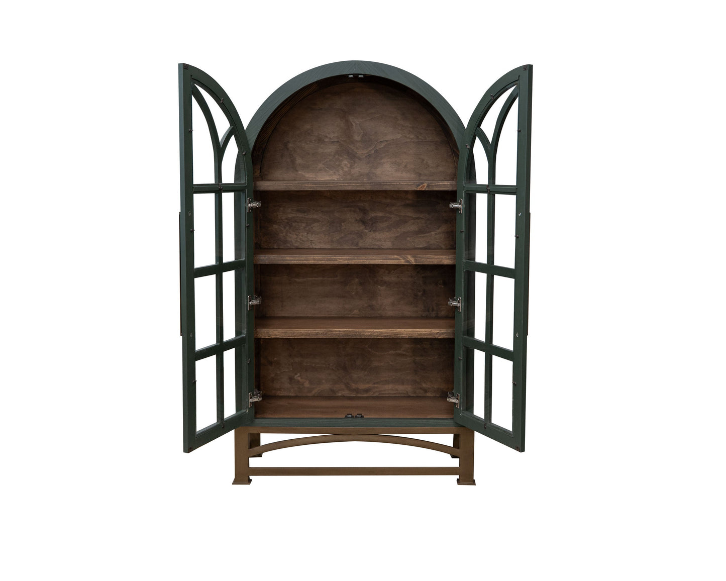2 Glass Door Cabinet - Forest Green