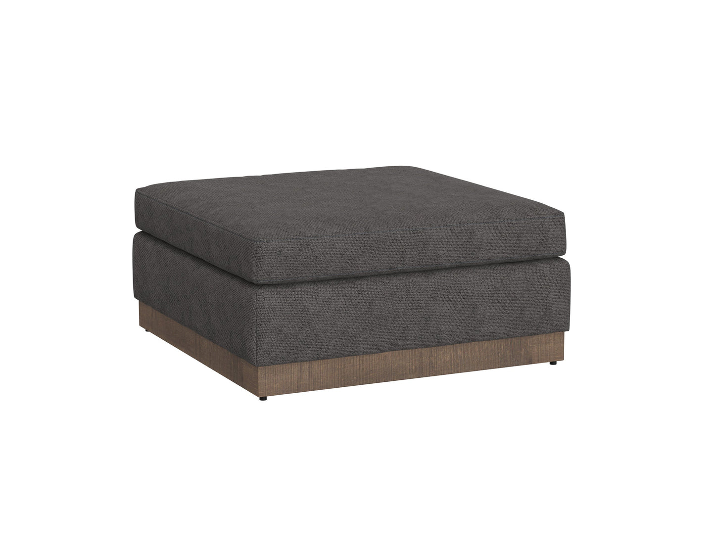Wooden Frame & Base, Upholstered Square Ottoman - Iron Gray