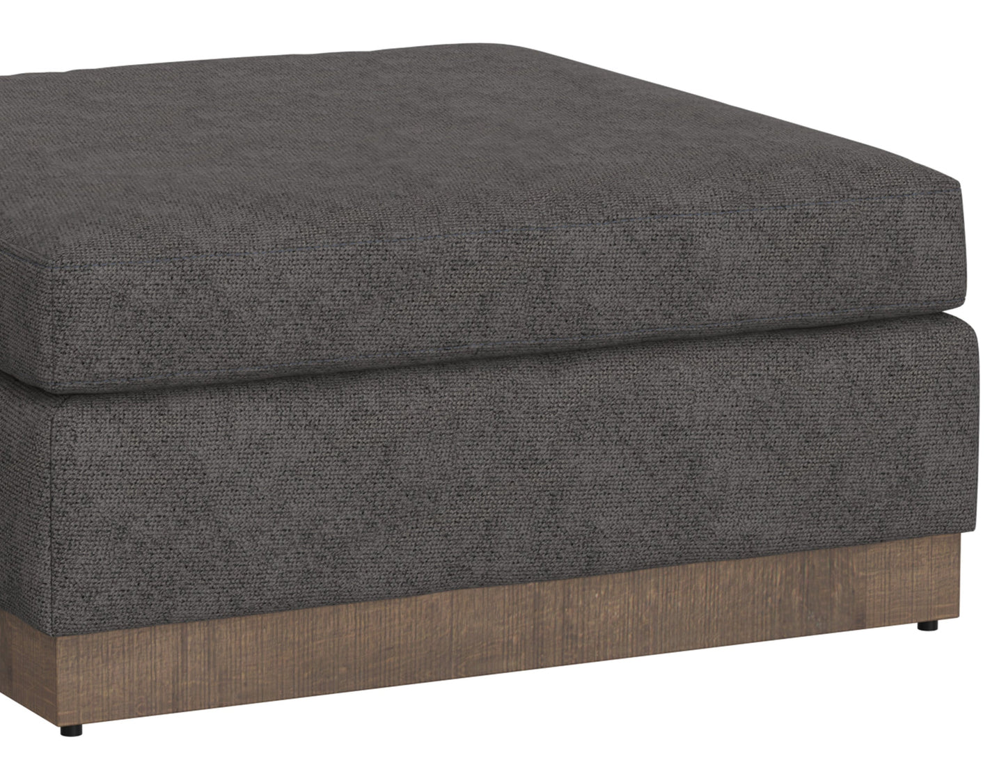 Wooden Frame & Base, Upholstered Square Ottoman - Iron Gray