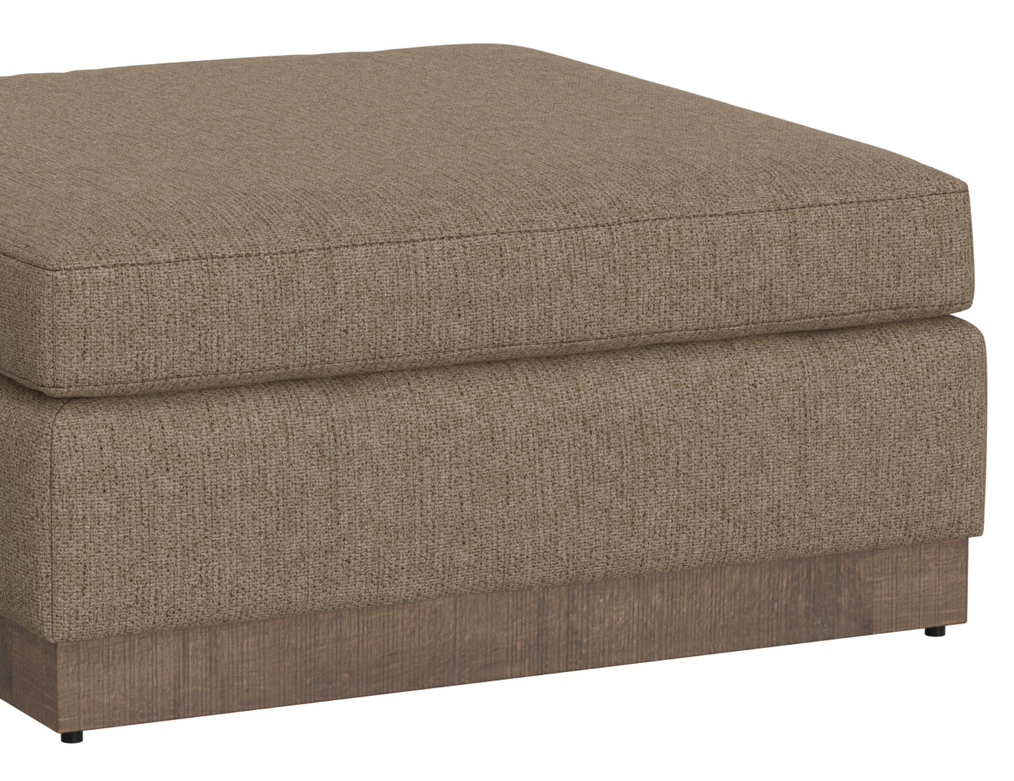 Wooden Frame & Base, Upholstered Square Ottoman - Brown Camel