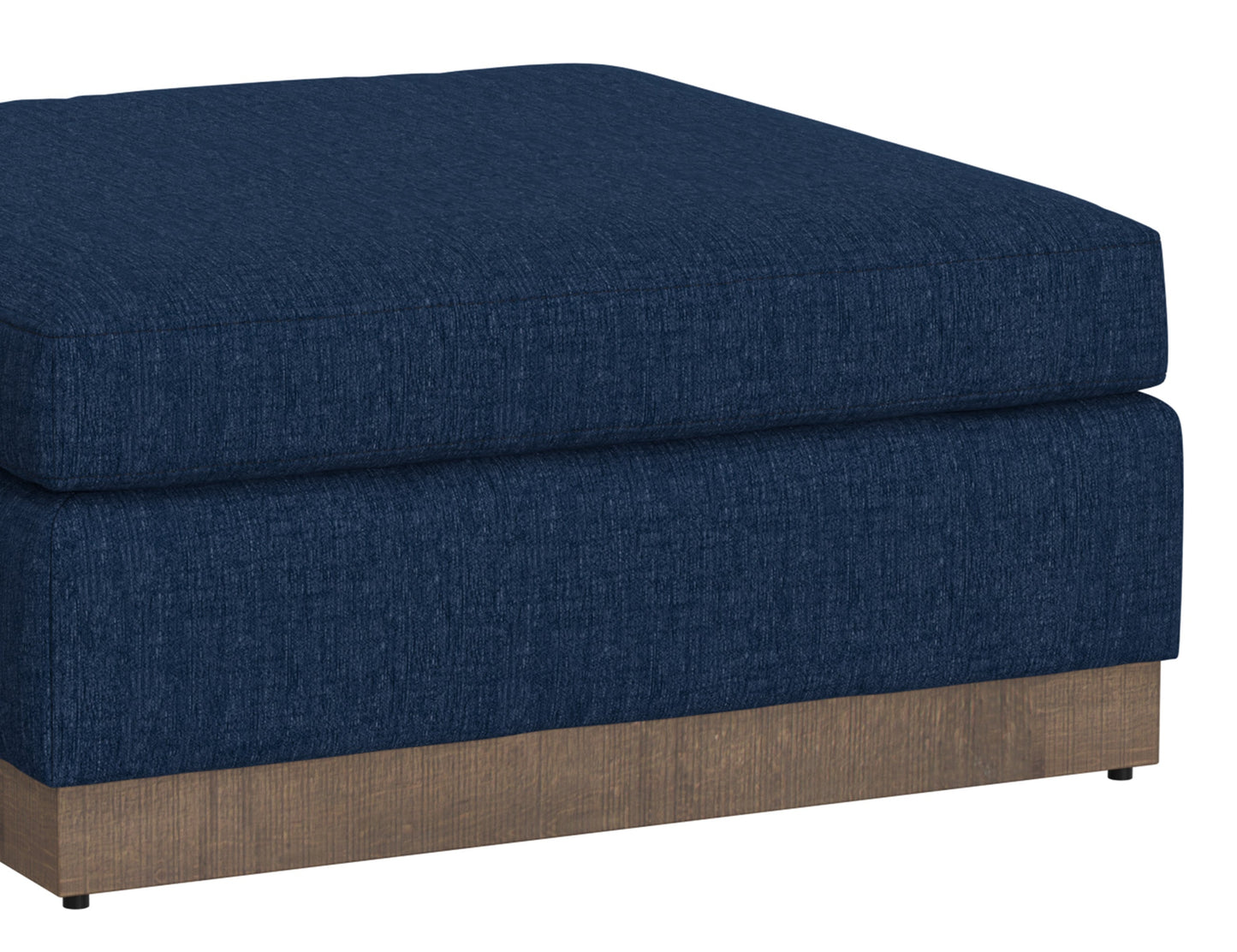Wooden Frame & Base, Upholstered Square Ottoman - Midnight blue