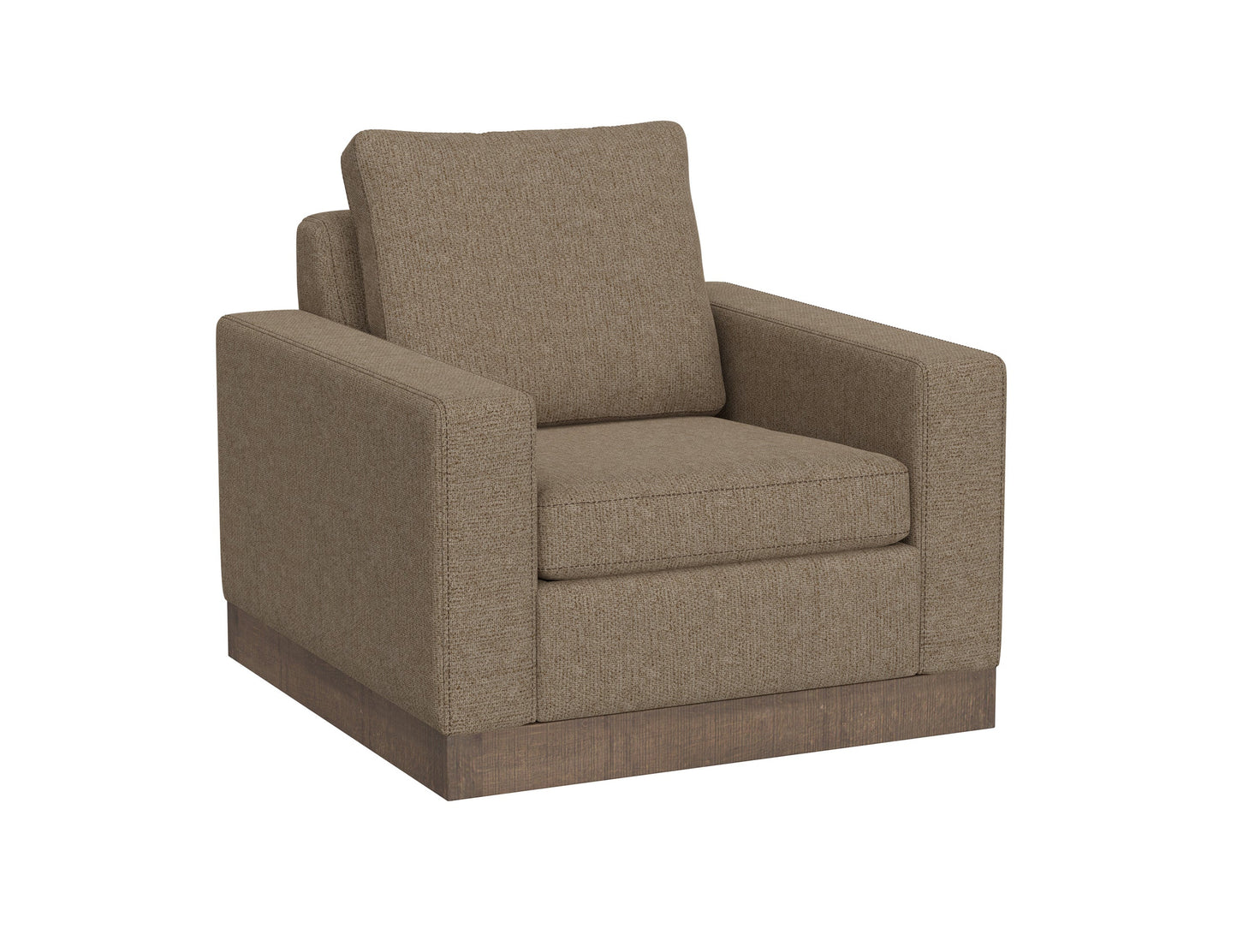 Wooden Frame & Base, Armchair - Camel Brown