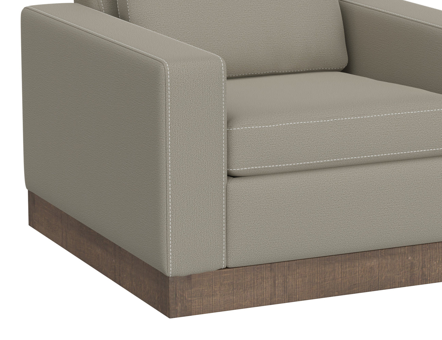 Wooden Frame & Base, Armchair - Almond Gray