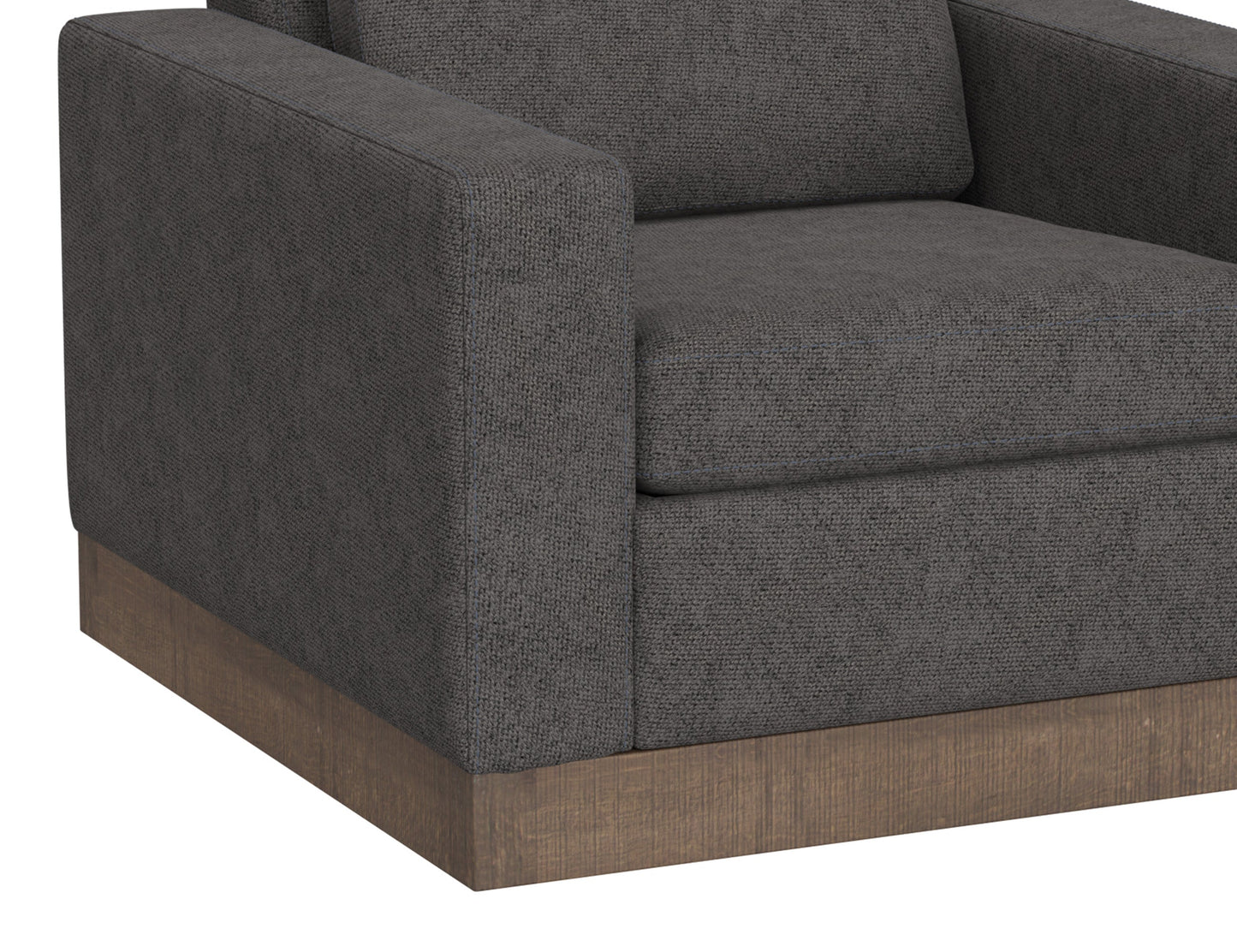 Wooden Frame & Base, Armchair - Iron Gray