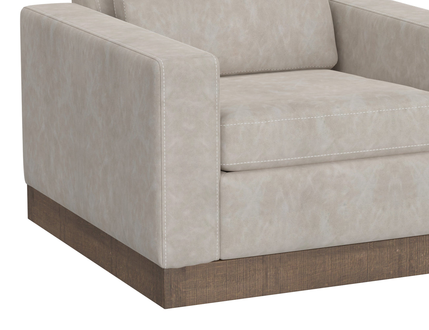 Wooden Frame & Base, Armchair - Ivory