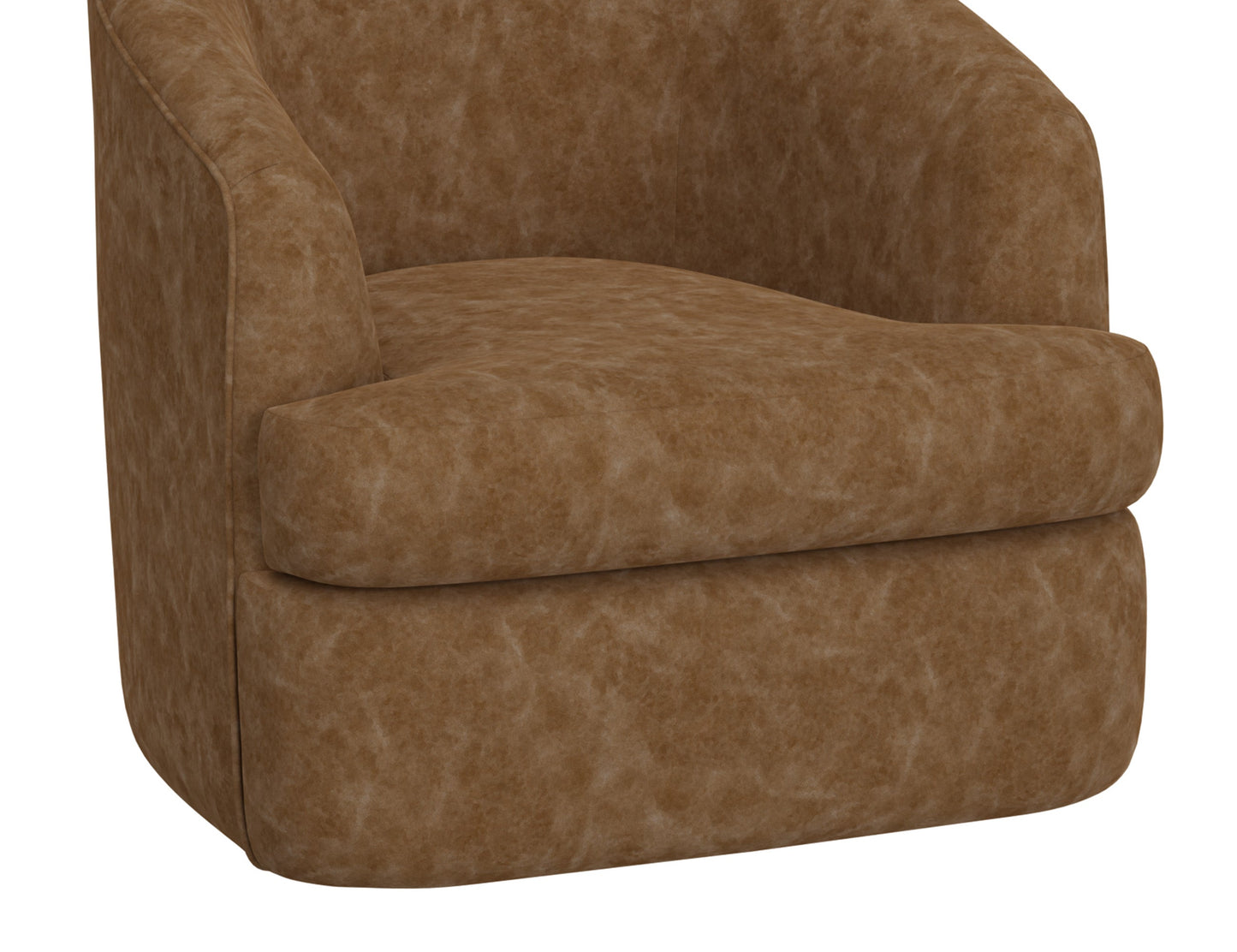 Wooden Frame & Metal Base, 360 Degree Swivel Accent Chair - Caramel Color