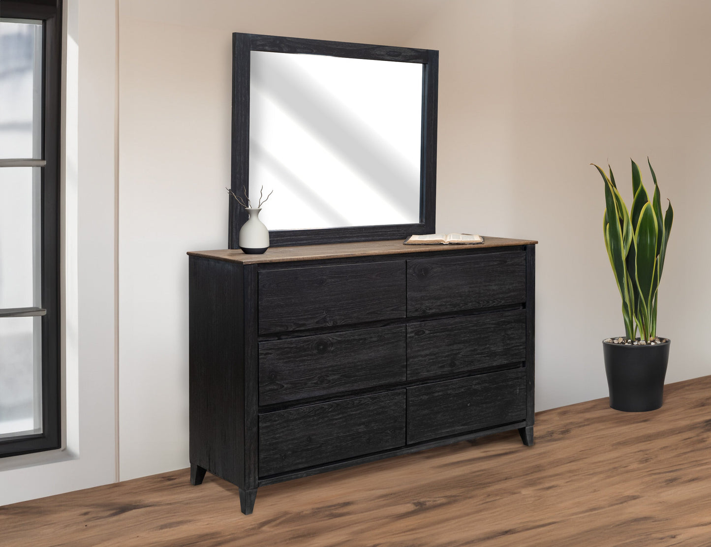 Mirror - Satin Black And Brown