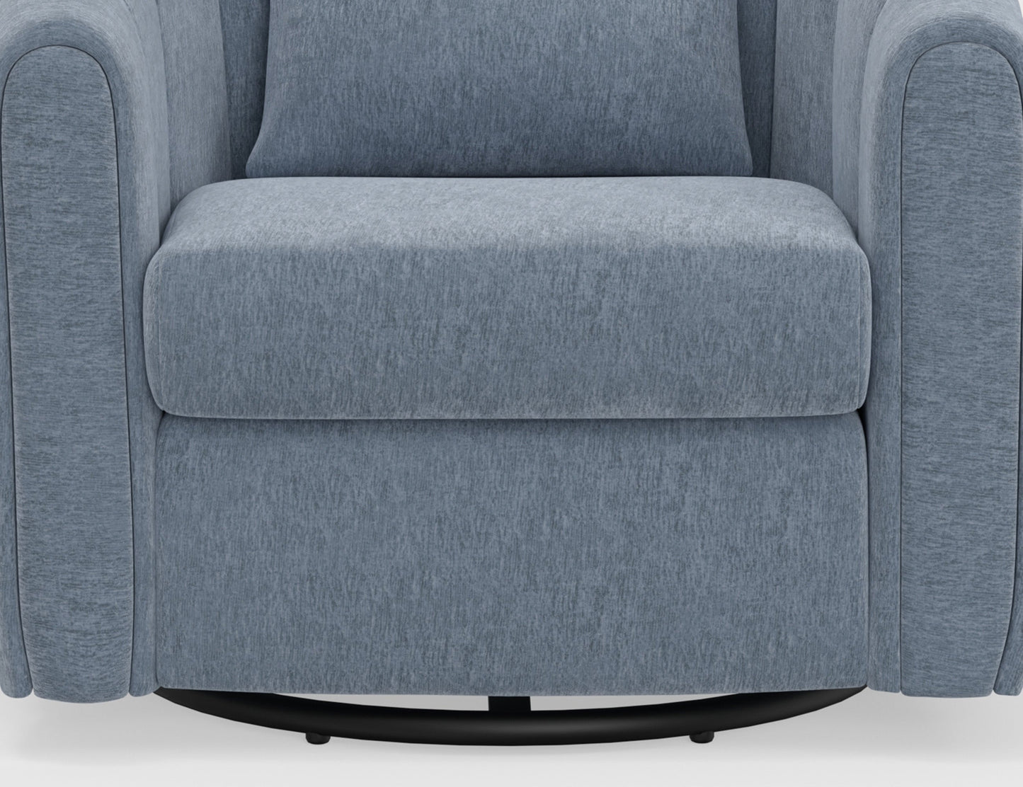 Wooden Frame & Metal Base, 360 Degree Swivel Glider Accent Chair - Light Blue
