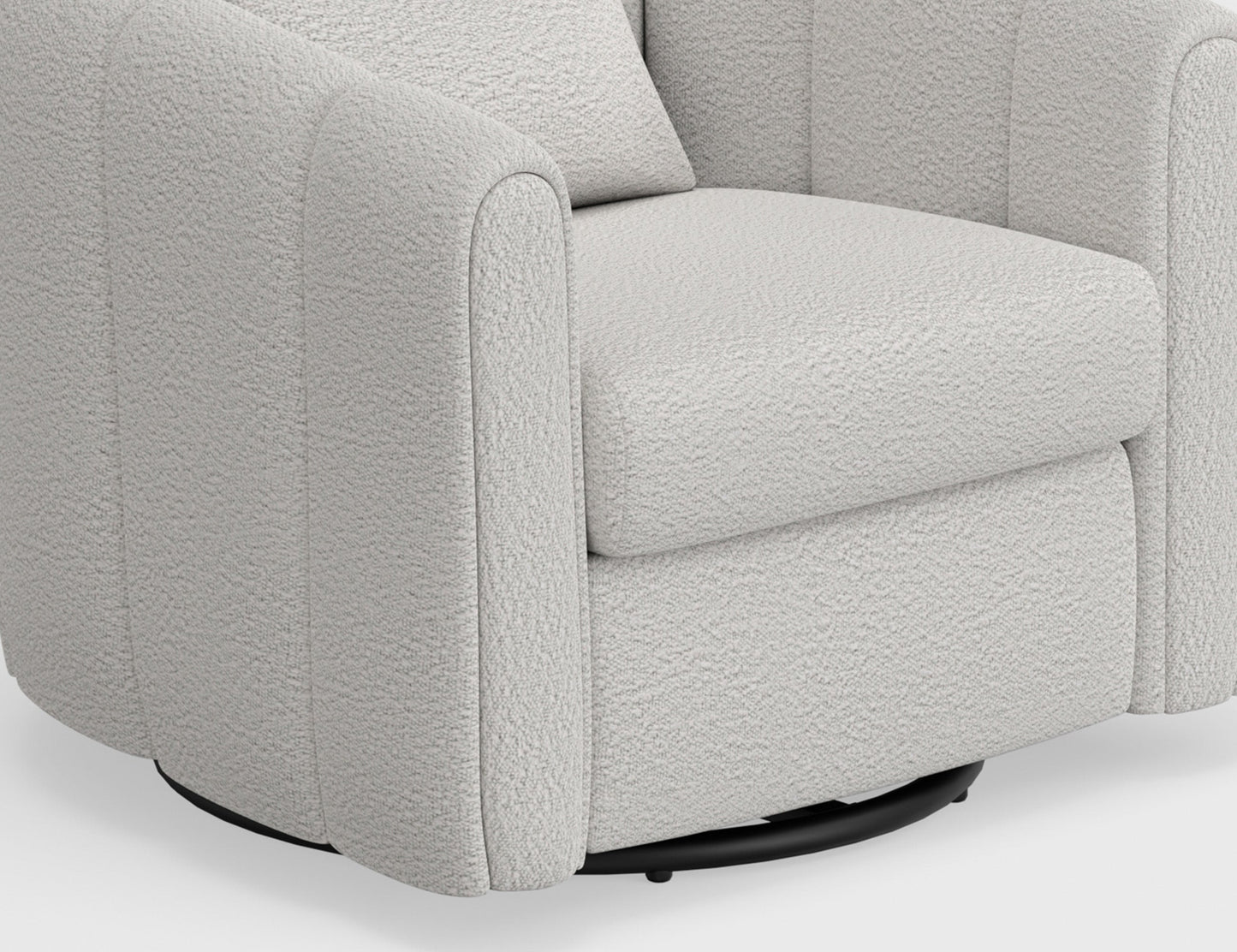 Wooden Frame & Metal Base, 360 Degree Swivel Glider Accent Chair - Light Cream