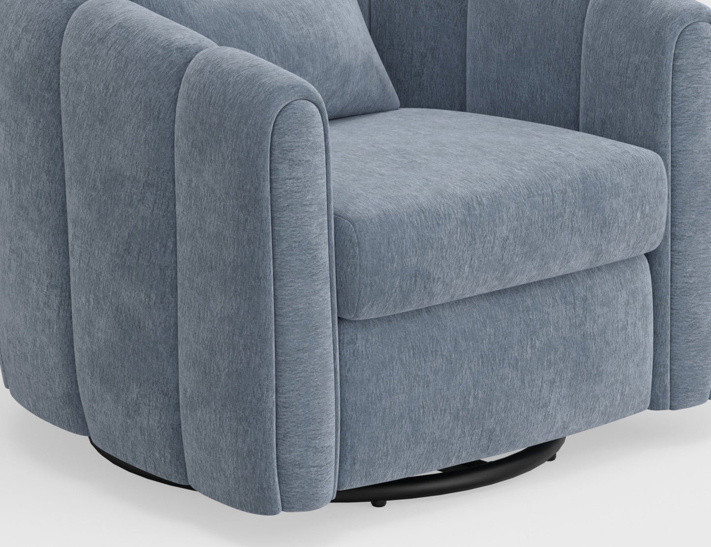 Wooden Frame & Metal Base, 360 Degree Swivel Glider Accent Chair - Light Blue