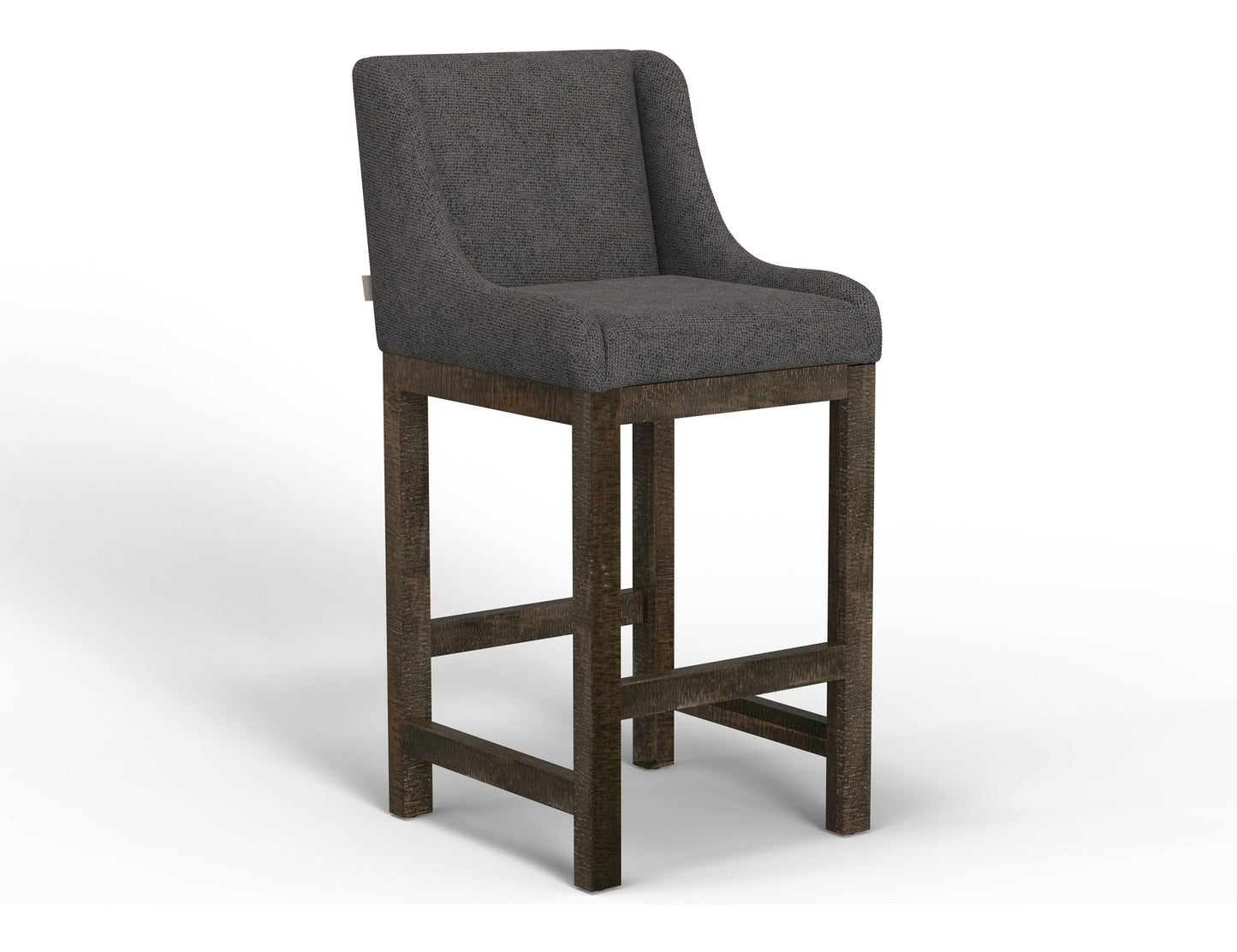 Wooden Frame & Base, 30" Upholstered Barstool - Iron Gray