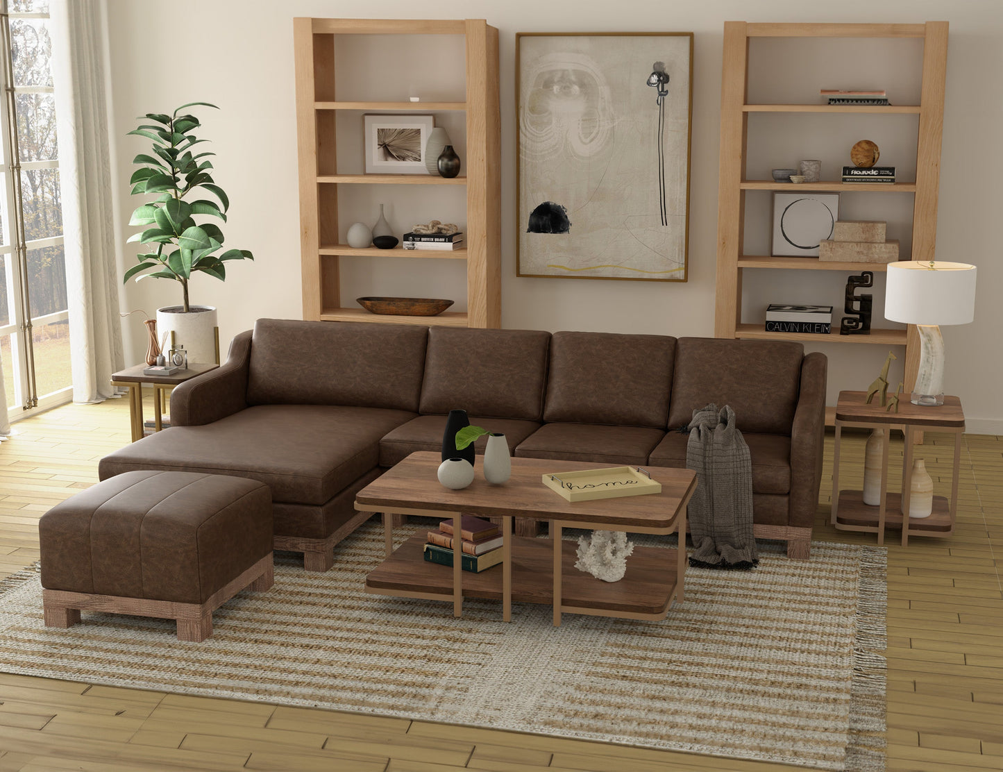 Wooden Frame & Base, Sectional - Chocolate Brown