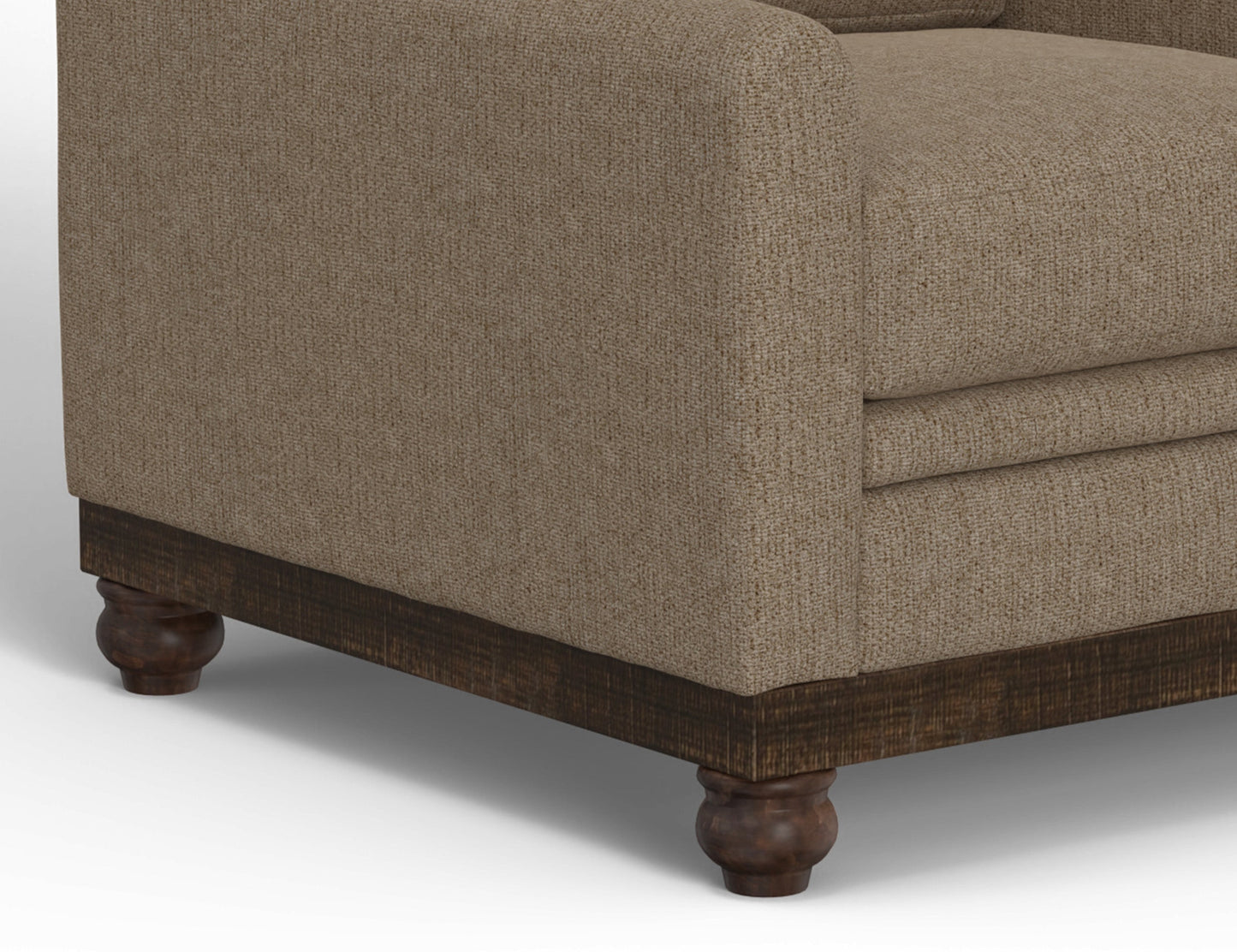 Wooden Frame & Base, Sofa - Brown Camel