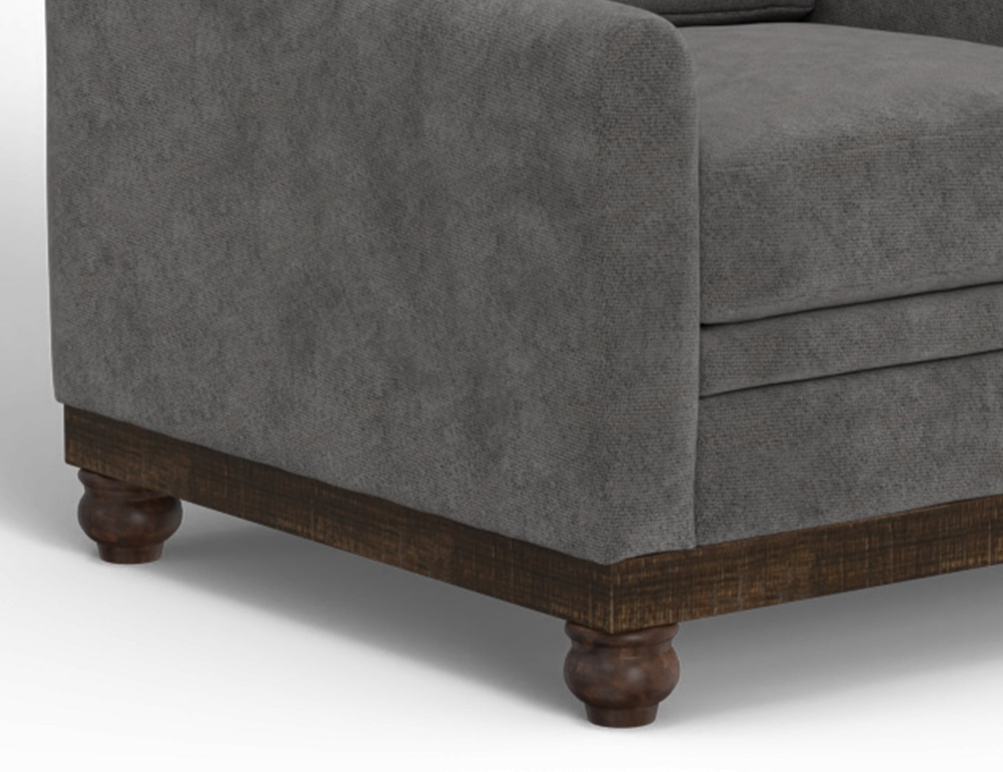 Wooden Frame & Base, Sofa - Iron Gray