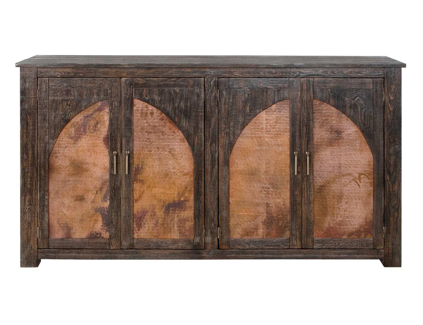 4 Copper-Paneled Door Console - Charred Brown