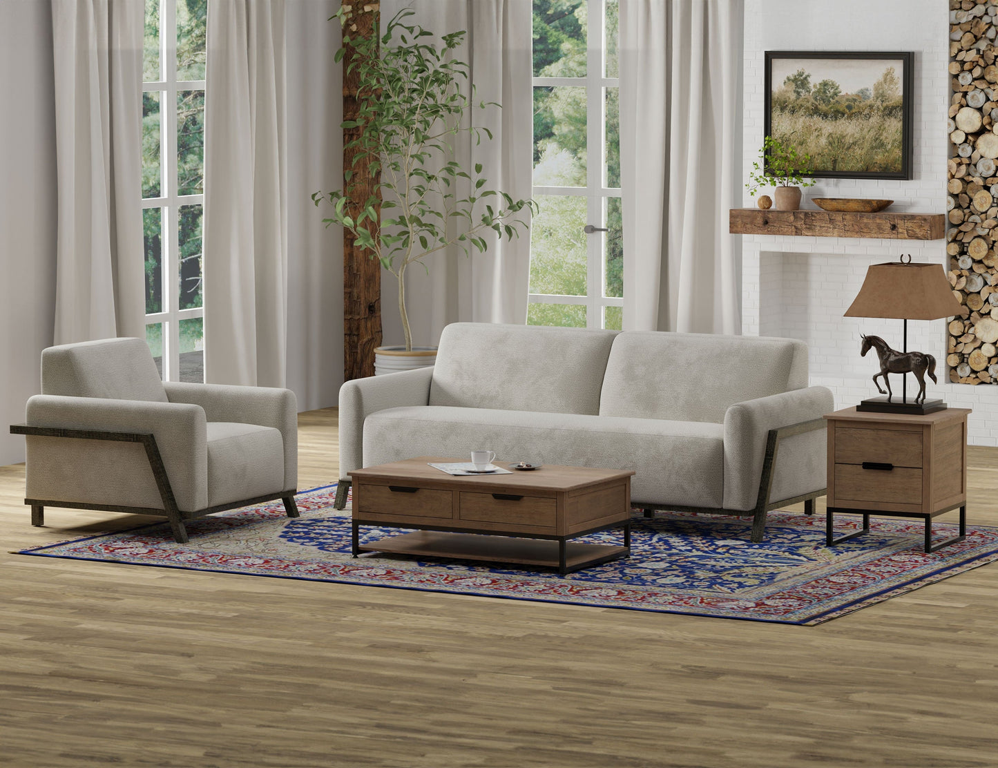 Wooden Frame & Base, Loveseat - Almond Gray
