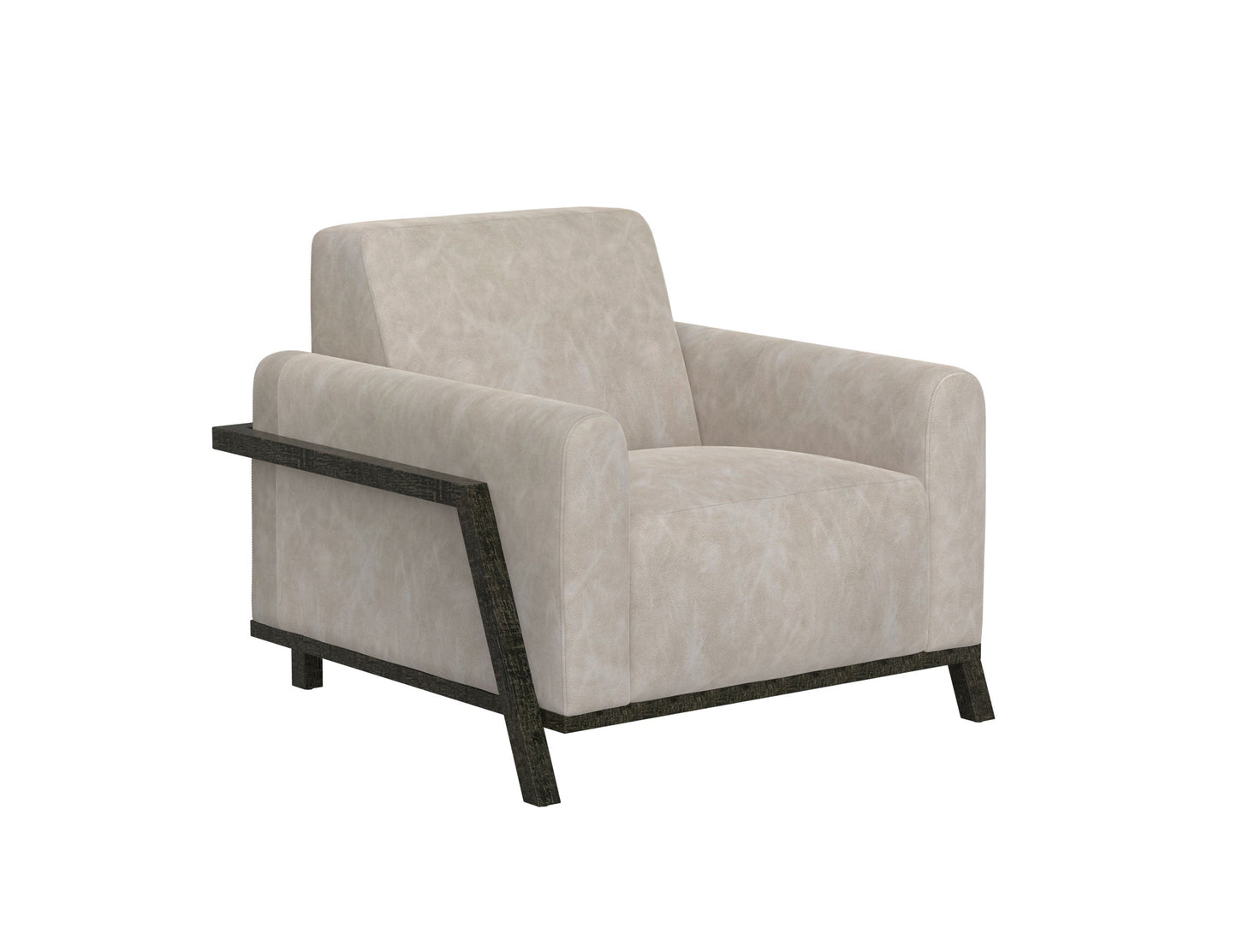 Wooden Frame & Base, Armchair - Ivory