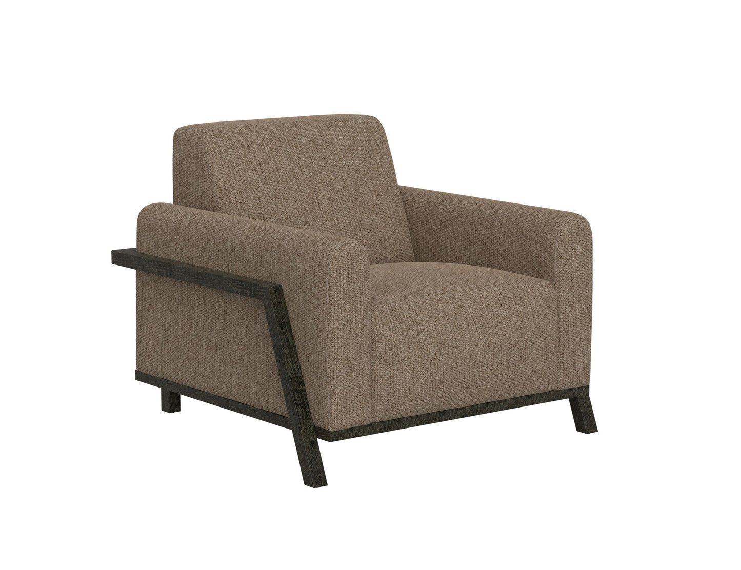 Wooden Frame & Base, Armchair - Brown Camel