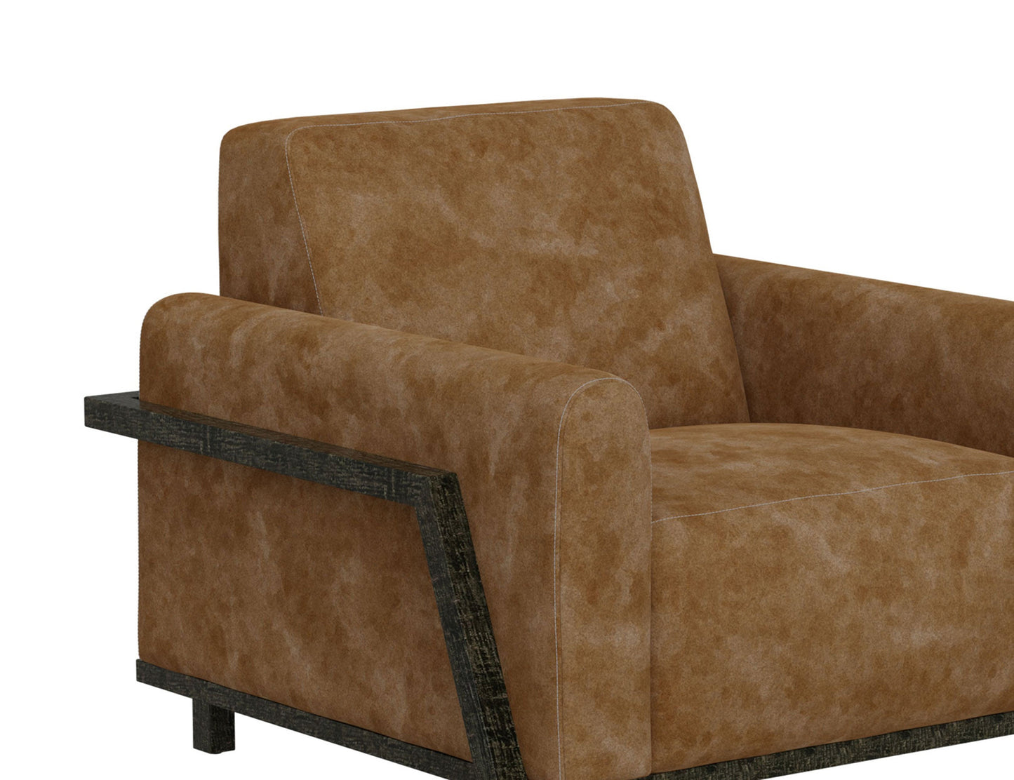 Wooden Frame & Base, Armchair - Caramel Color