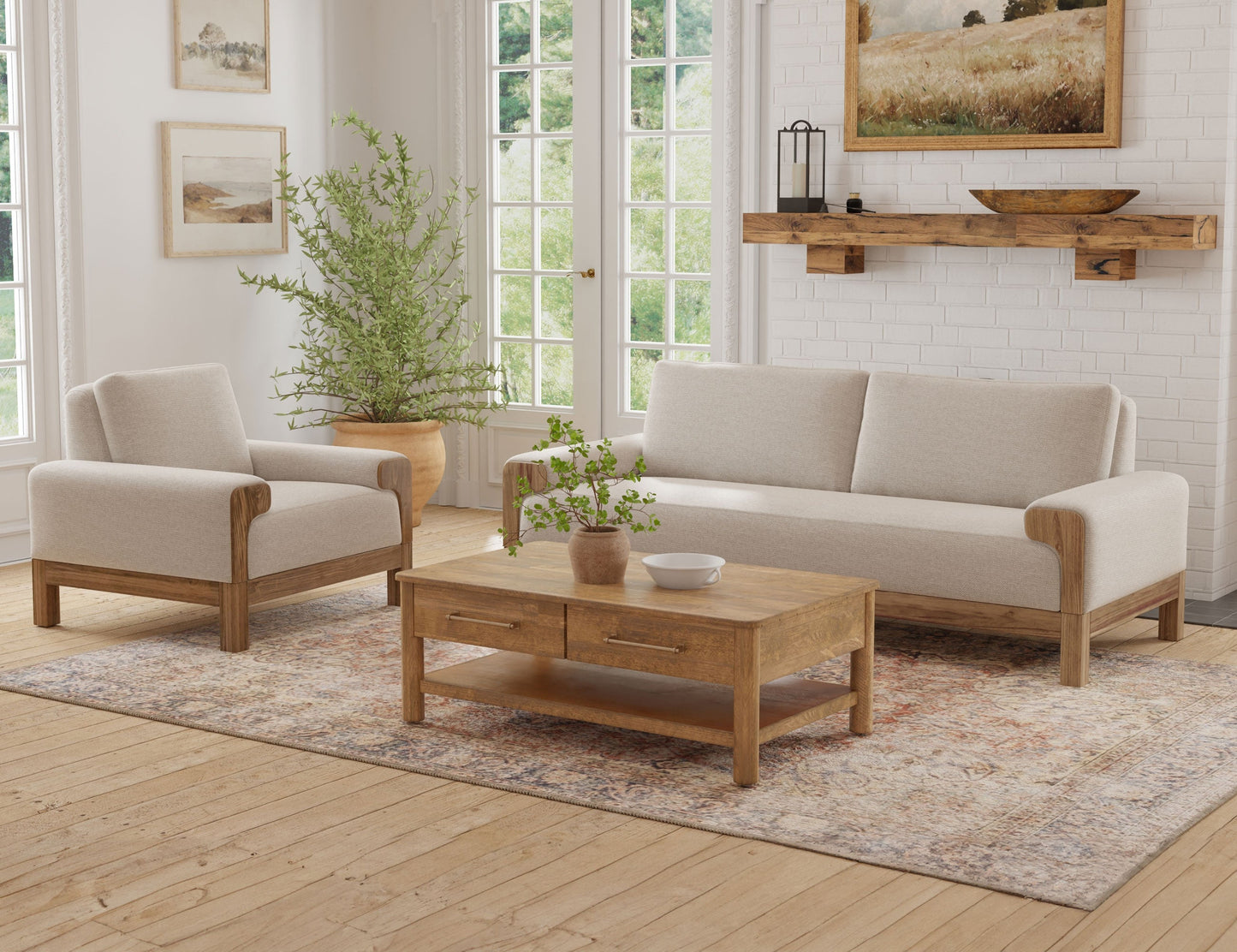 Wooden Frame & Base, Loveseat - Agreeable Gray
