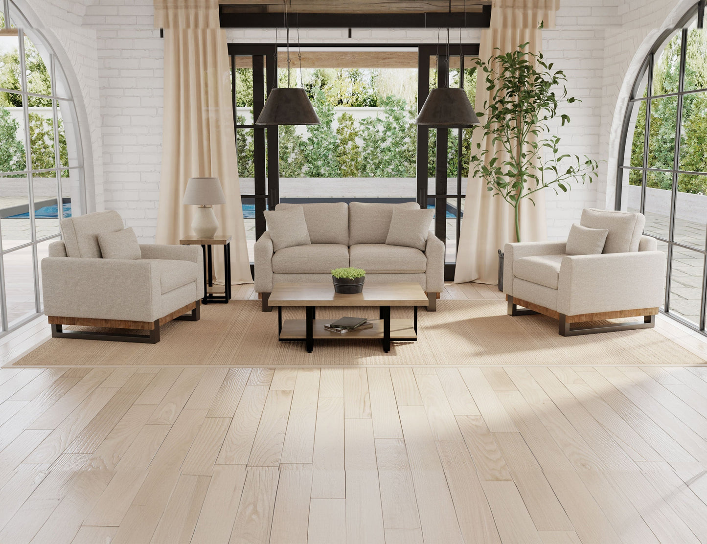 Metal & Wood Base, Sofa - Agreeable Gray