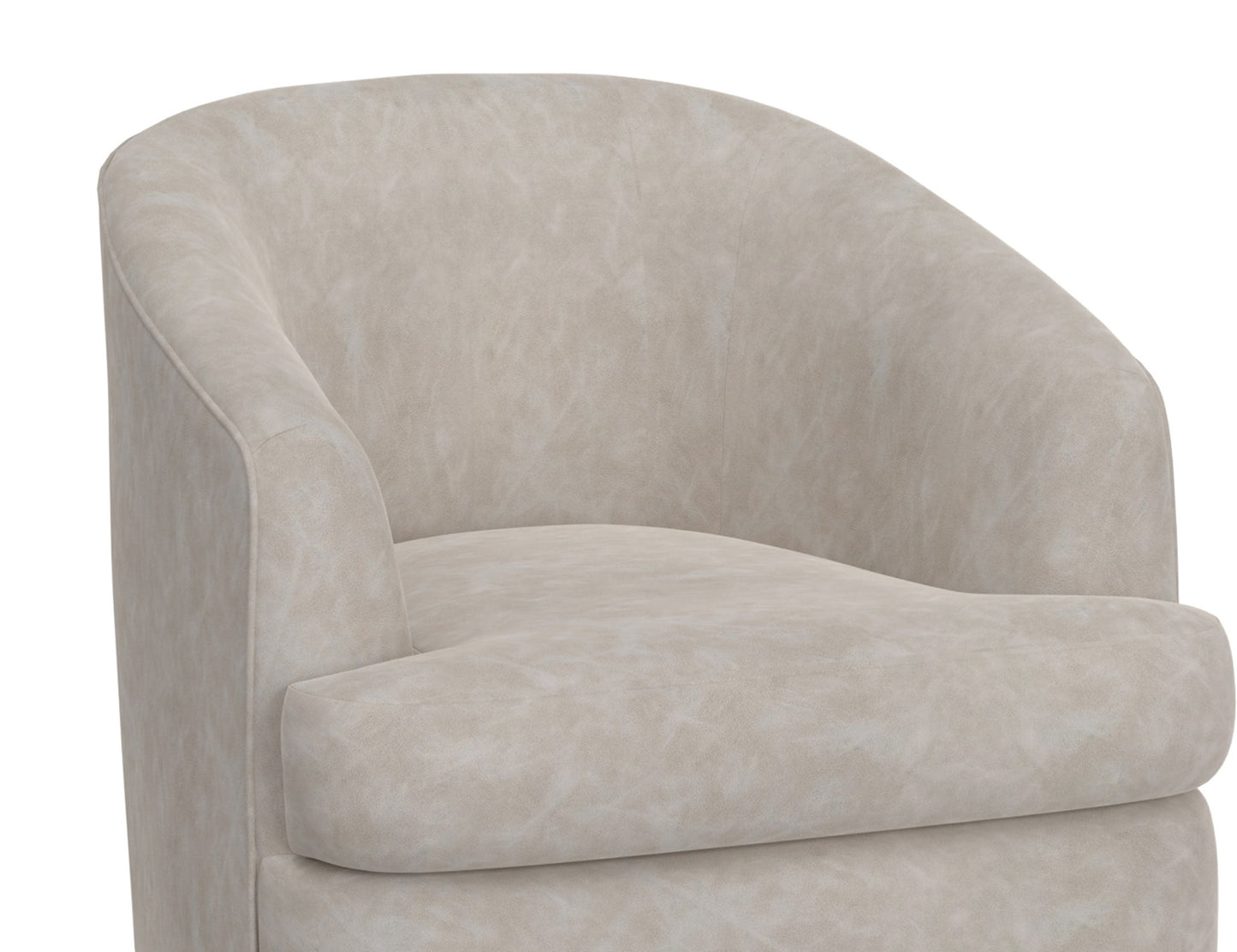 Wooden Frame & Metal Base, 360 Degree Swivel Accent Chair - Ivory