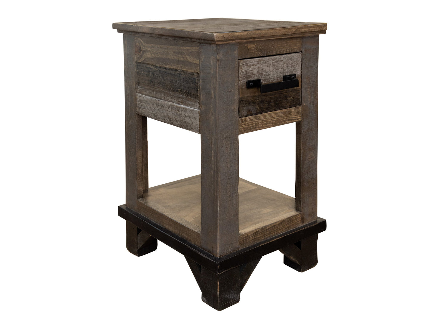 1 Drawer Chairside Table - Two Tone Gray & Brown