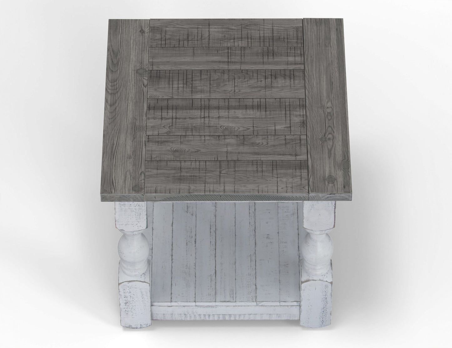 End Table - Antiqued Ivory & Weathered Gray