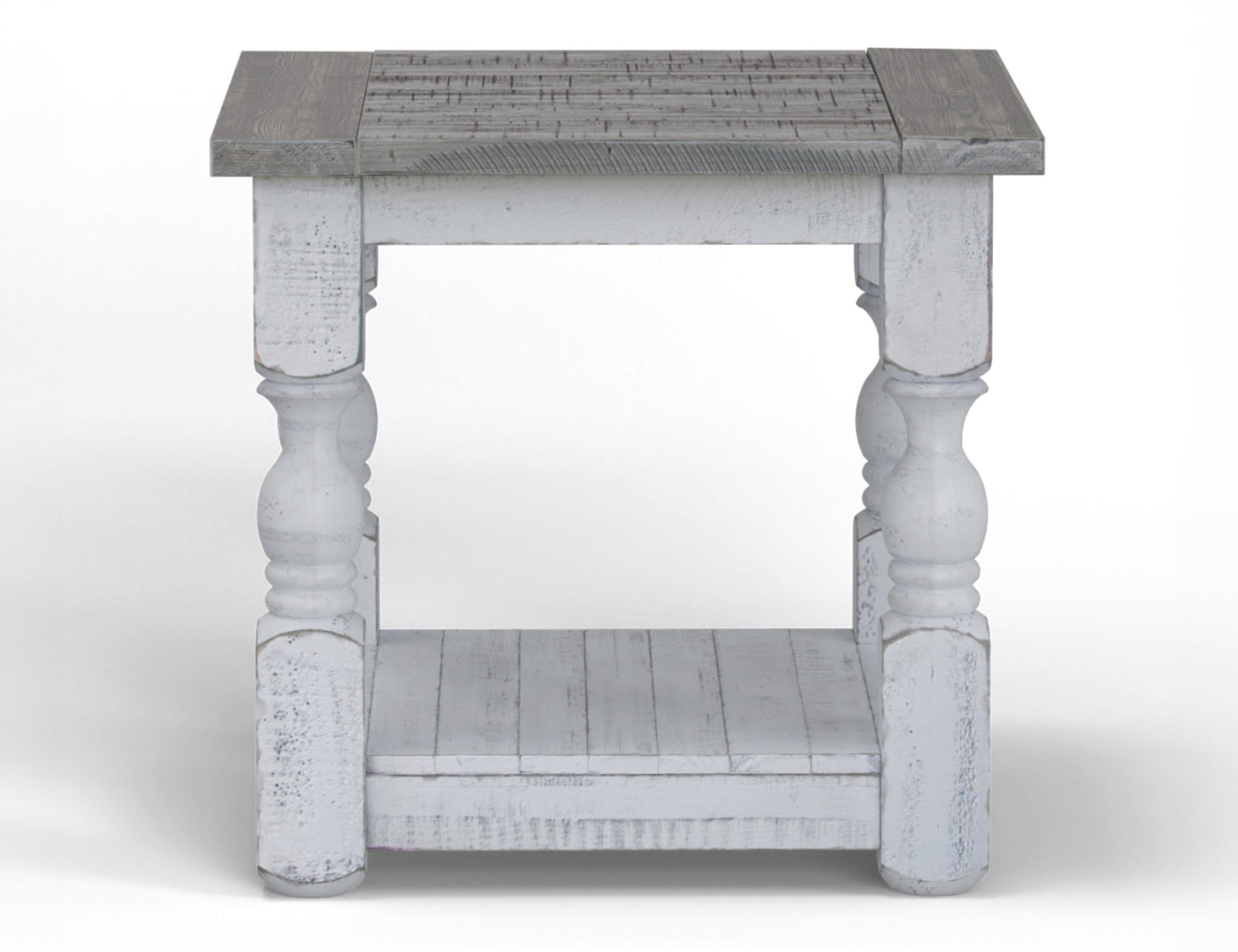 End Table - Antiqued Ivory & Weathered Gray