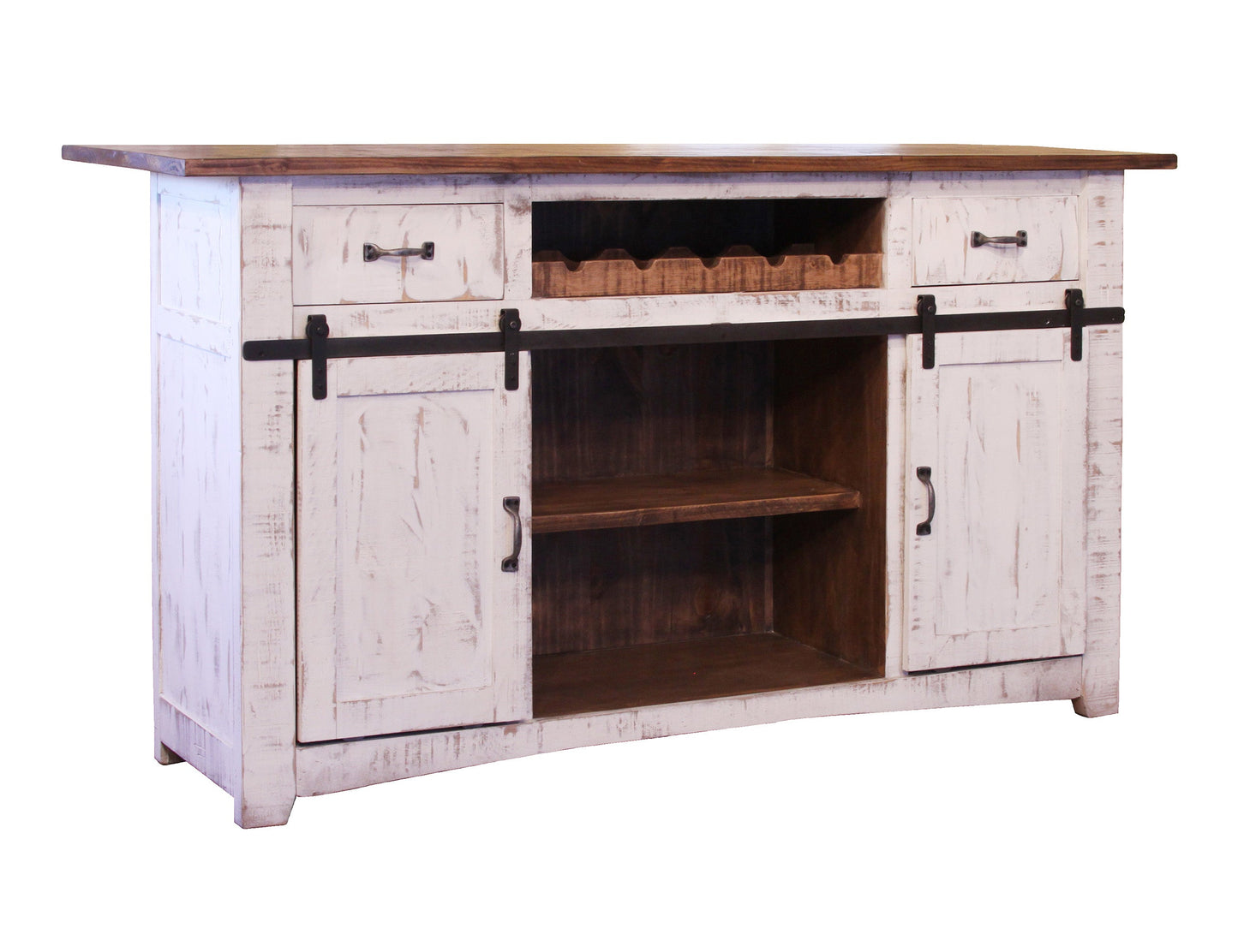 2 Drawer 2 Door Bar - Antiqued White