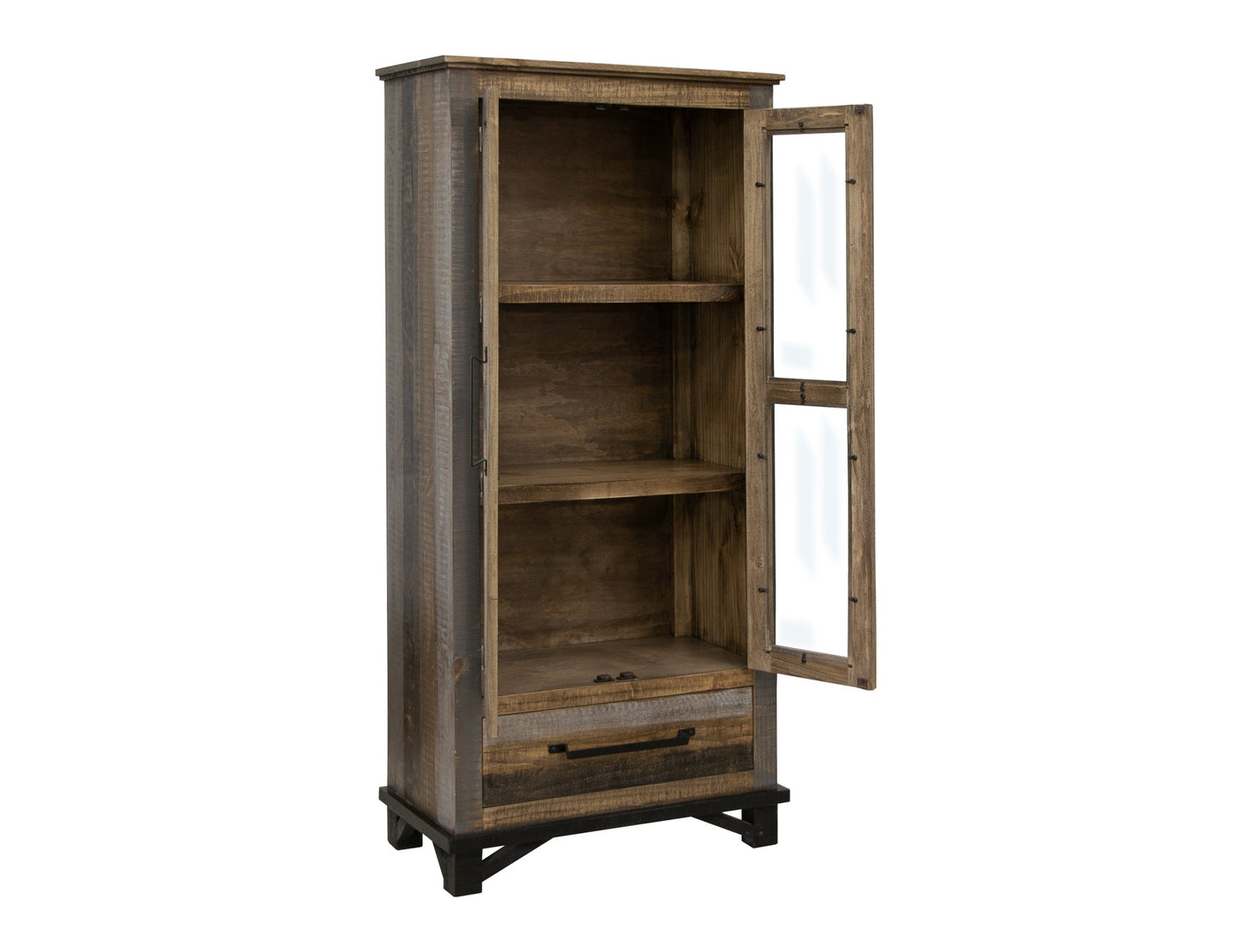 1 Drawer, 2 Doors Cabinet - Two tone Gray & Brown