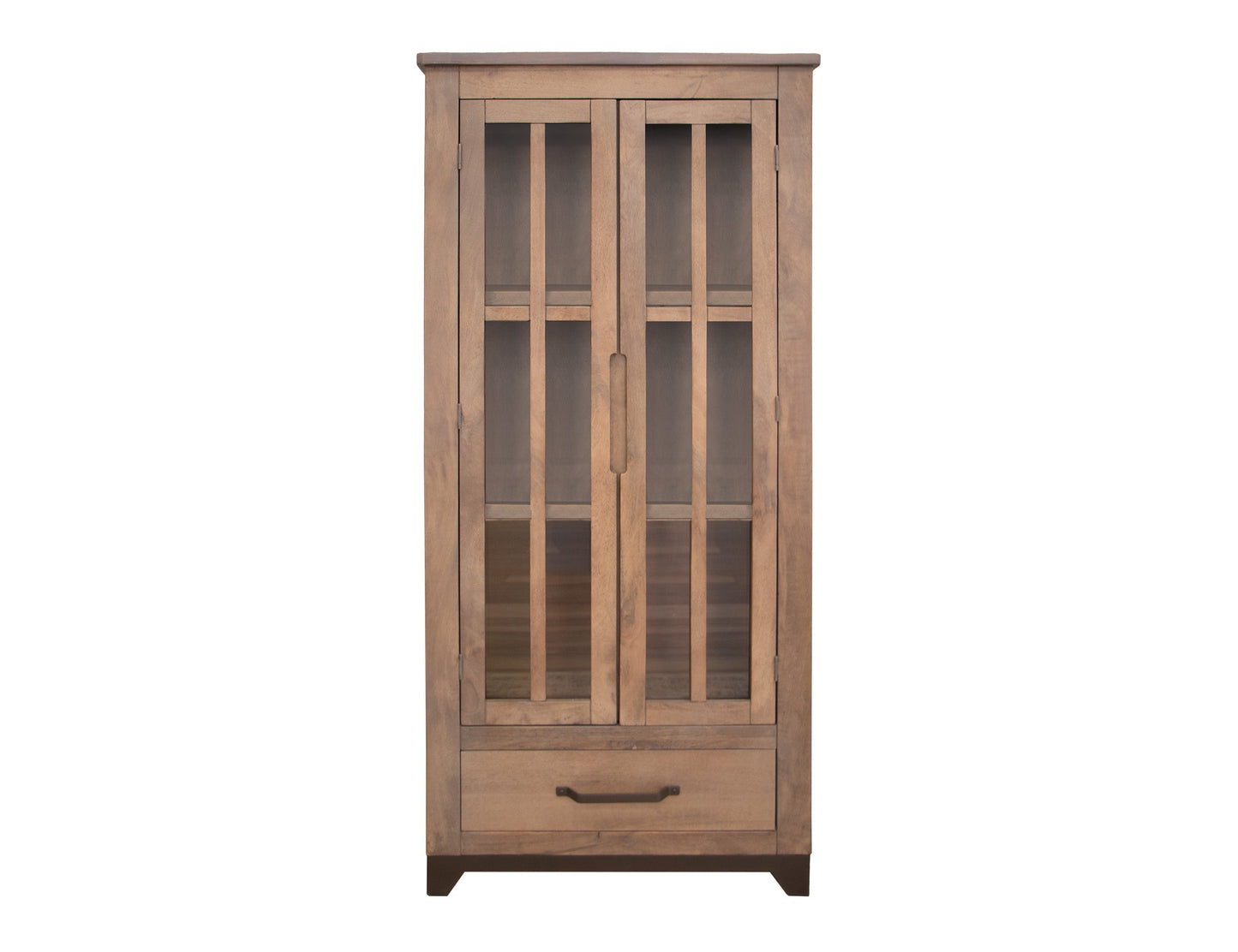 2 Glass Door 1 Drawer Cabinet - Brown cappuccino