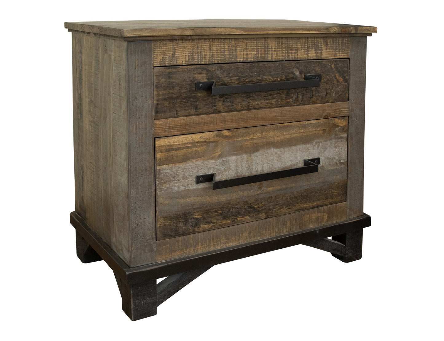 2 Drawer Nightstand - Two Tone Gray & Brown