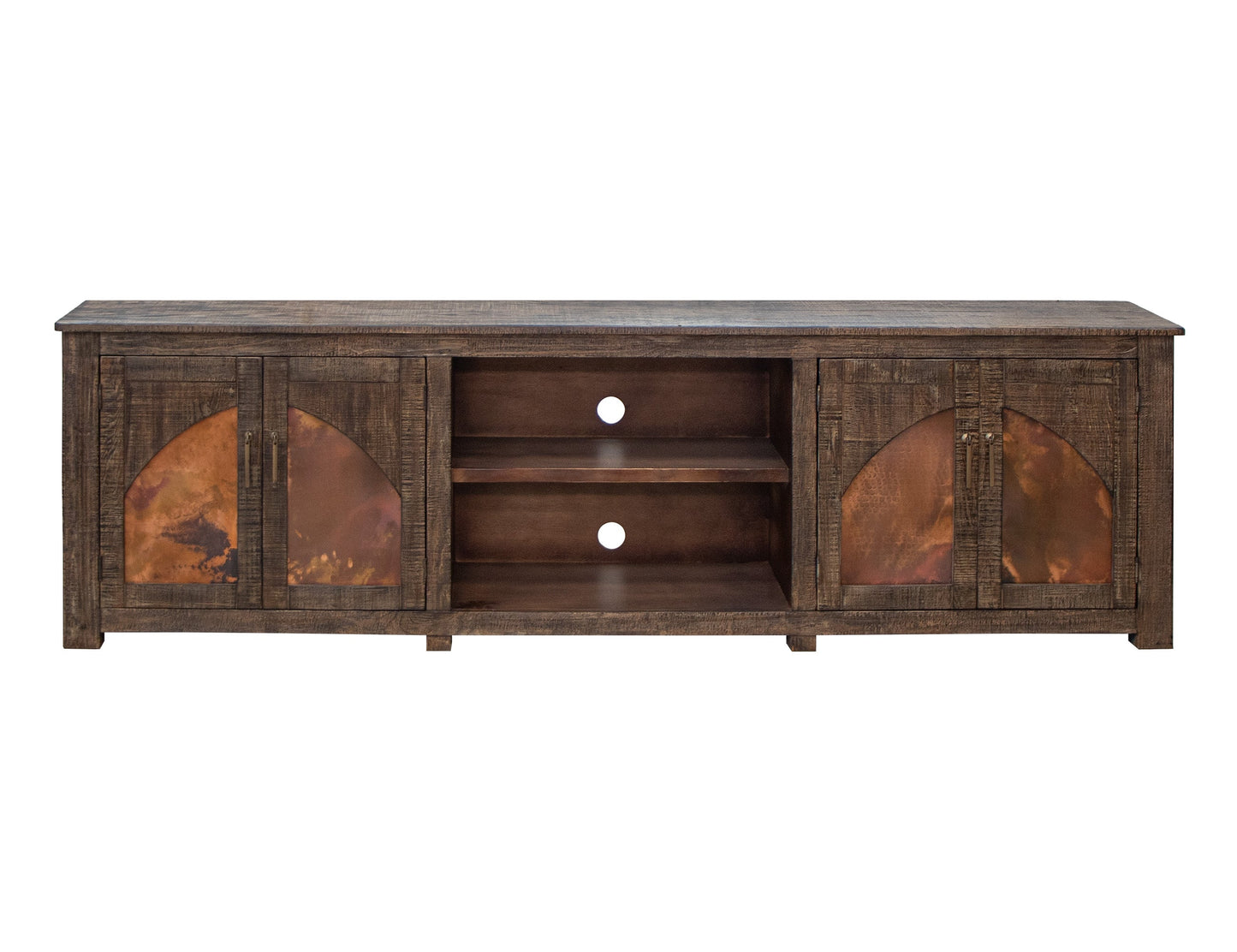 4 Copper-Paneled TV Stand - Charred Brown