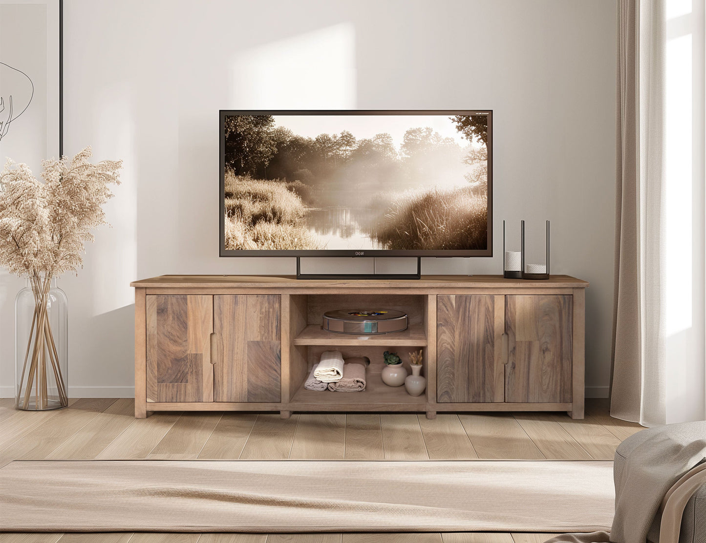 4 Door TV Stand 88" - Brown Cappuccino
