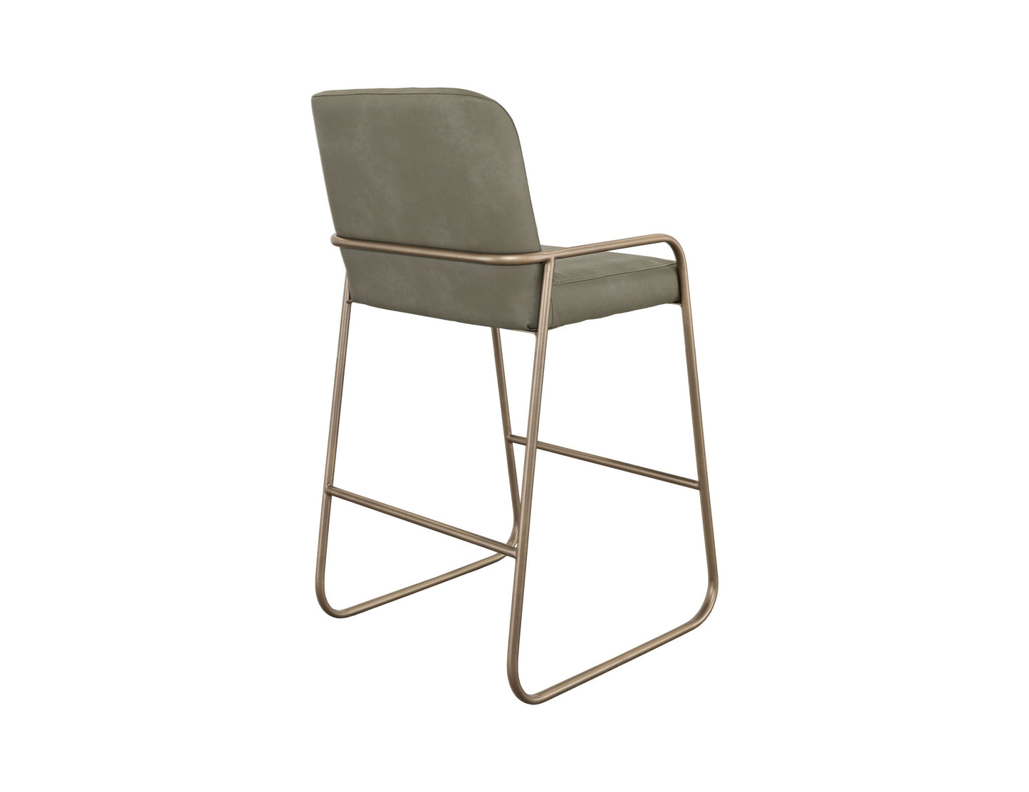 Wooden Frame & Metal Base, 30" Upholstered Barstool - Moss Green