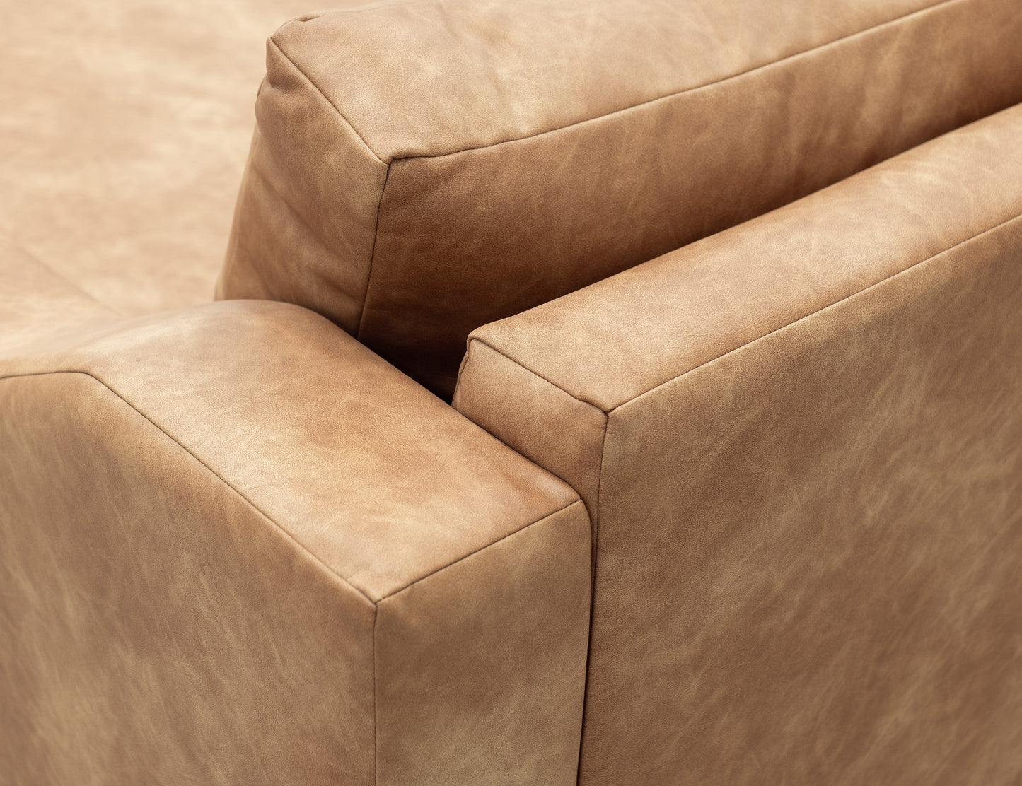Wooden Frame & Base, Sectional Right-Arm Chaise - Camel
