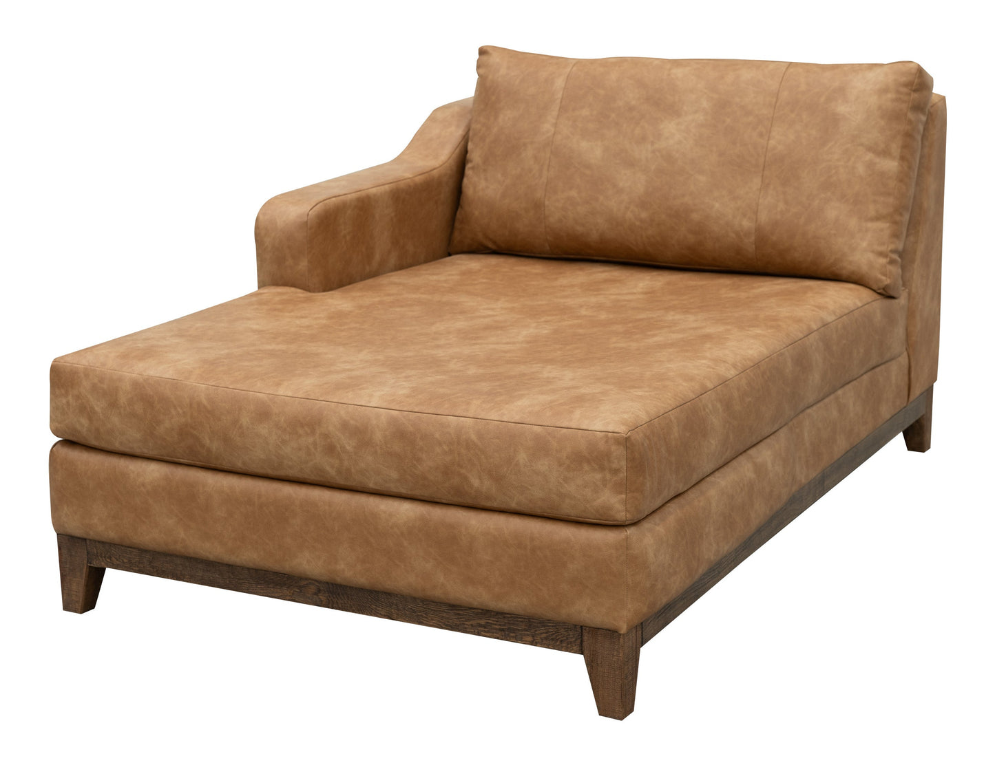 Wooden Frame & Base, Sectional Chaise - Caramel