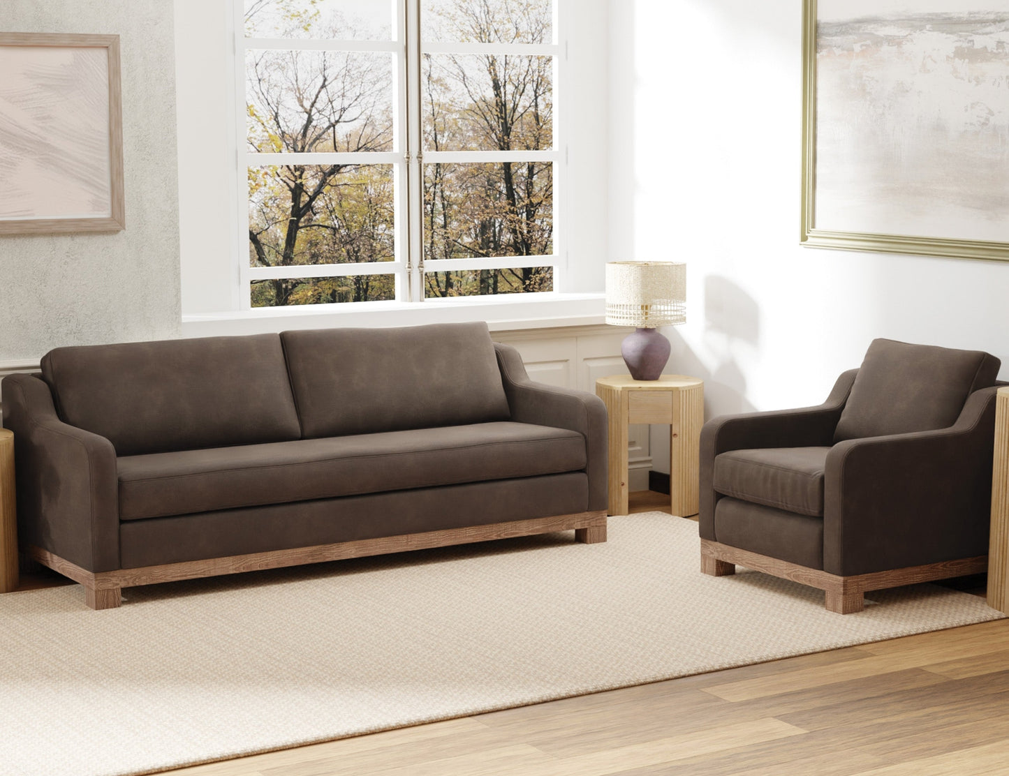 Wooden Frame & Base, Loveseat - Dark Chocolate