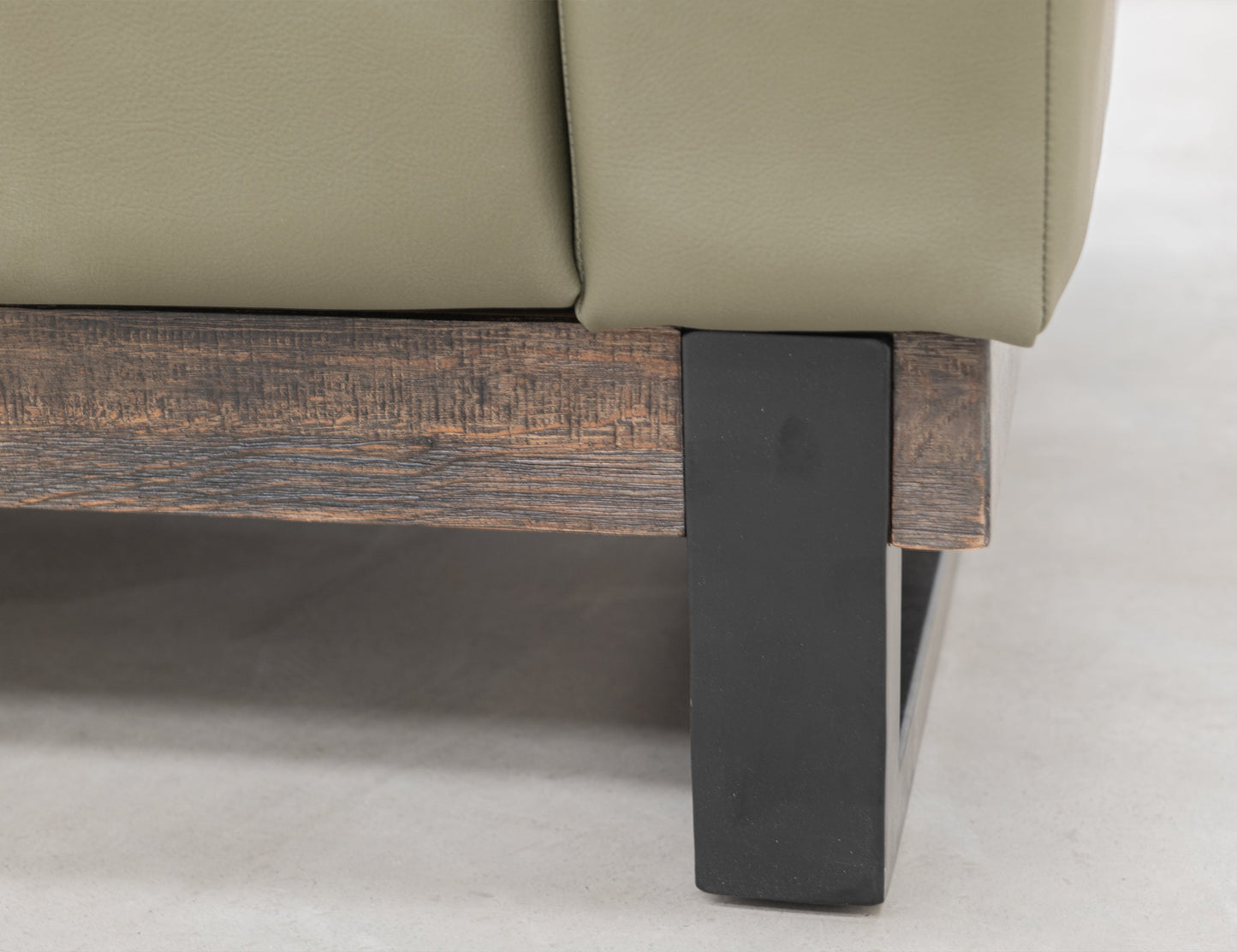 Metal & Wood Base, Armchair - Moss Green
