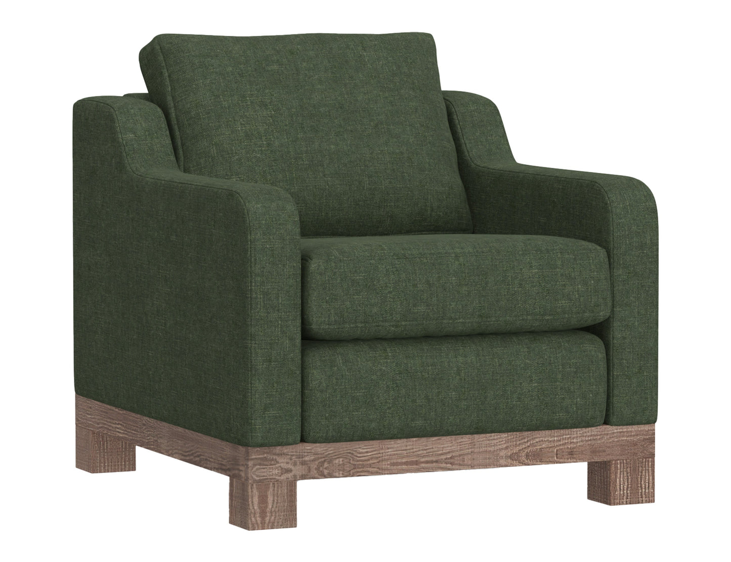 Wooden Frame & Base, Armchair - Olive Green