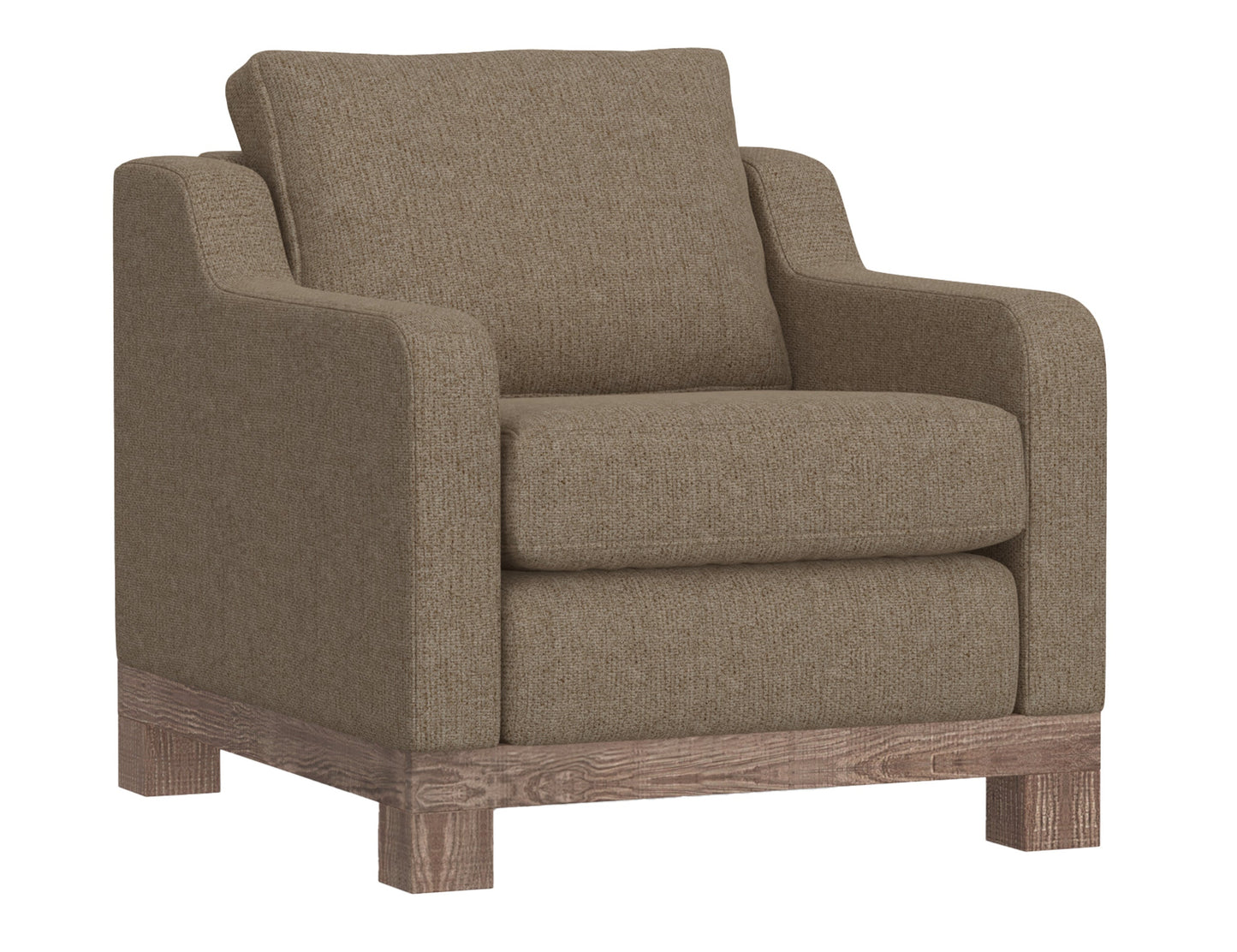 Wooden Frame & Base, Armchair - Brown Camel