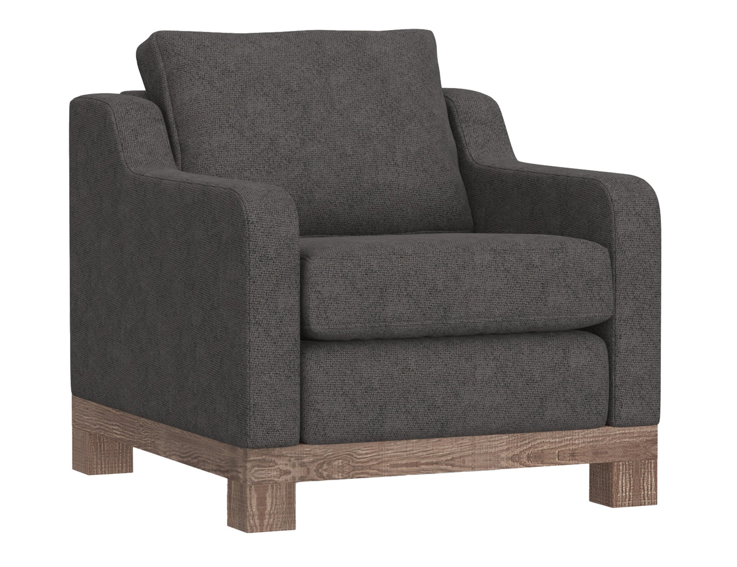 Wooden Frame & Base, Armchair - Iron Gray